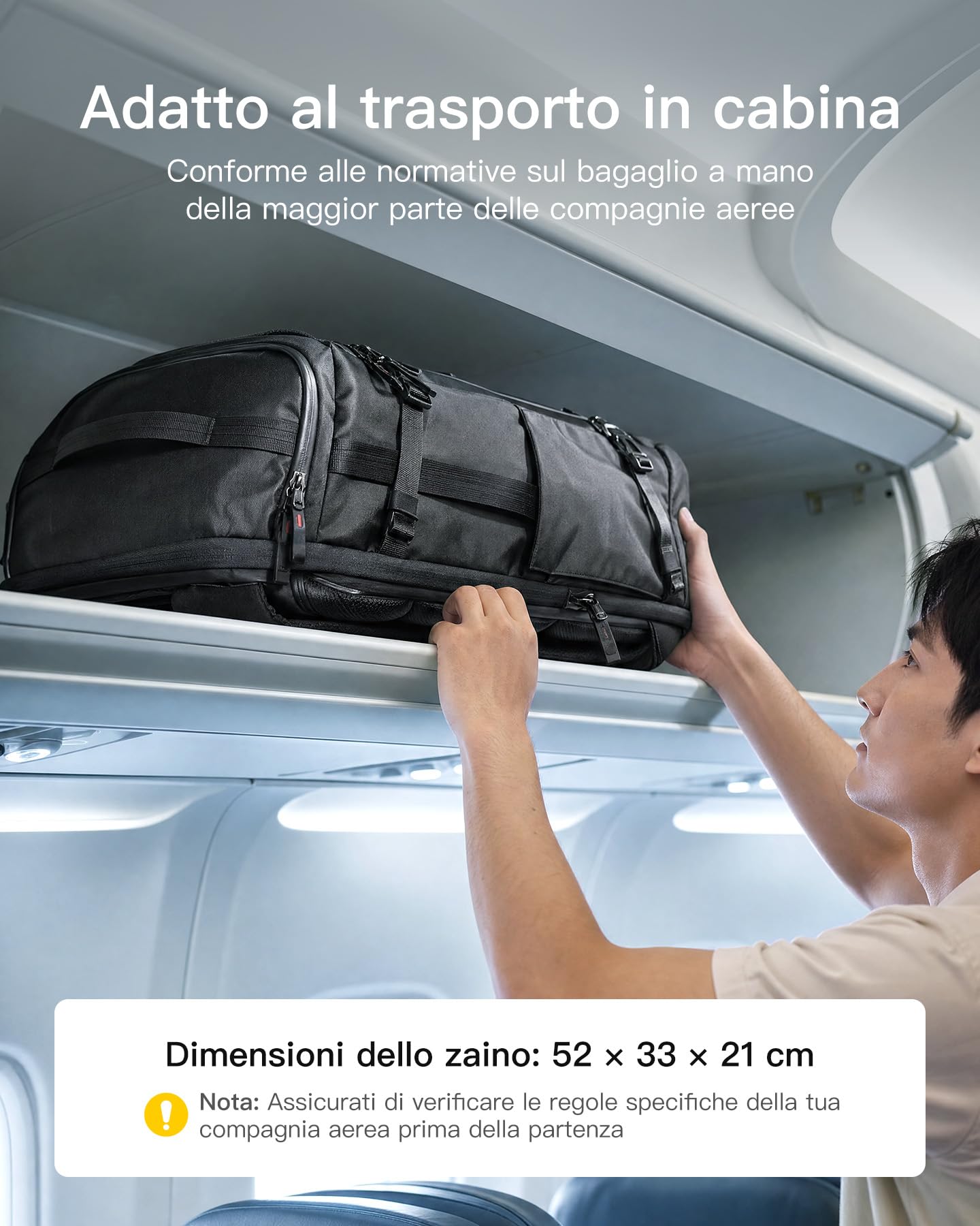 Inateck Zaino da Viaggio Leggero, Bbagaglio a Mano, Espandibile da 36 a 43L