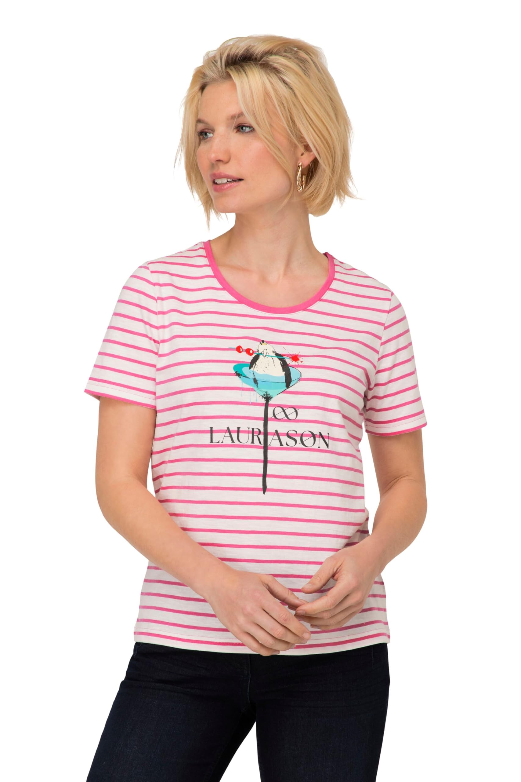 Laurasøn T-Shirt, Möven Print, Rundhals, Halbarm, Oeko-TEX Made in Green 820498
