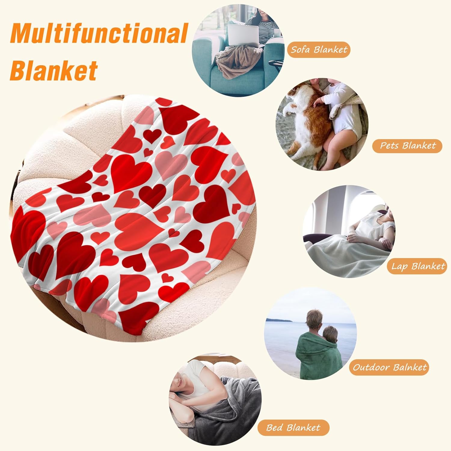 YeeJu Valentines Day Decorative Throw Blanket Red Love Heart Throw Blanket Girlfriend Wife Couple Gift Blanket for Couch Sofa Bed Soft Lightweight Fleece Blankets and Throws 50x60 - Image 4