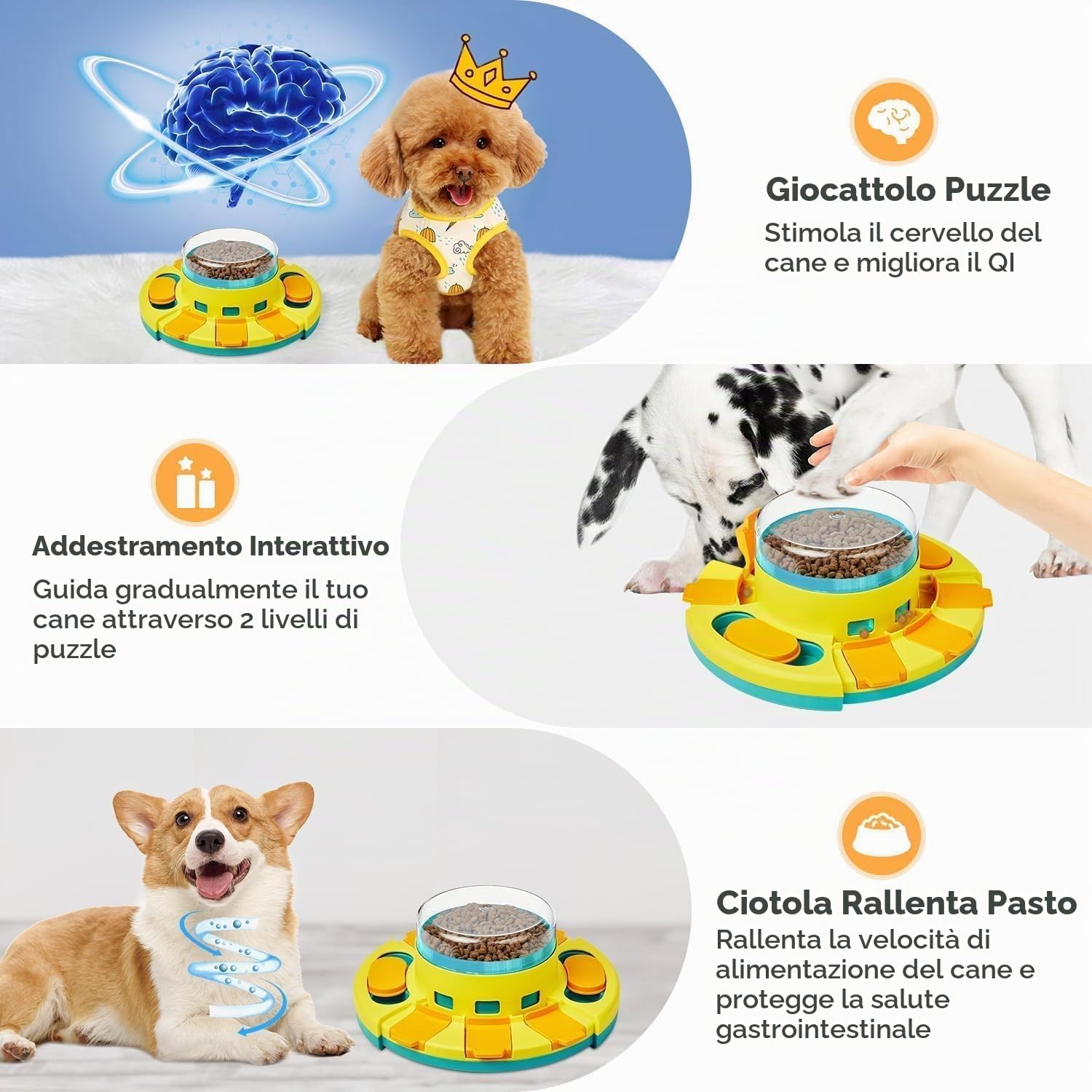 Potaroma Giocattolo puzzle per cani a 2 livelli, alimentatore lento, giocattoli per l'alimentazione del cibo per cani per addestramento del QI, giocattoli di intrattenimento per cani per tutte le