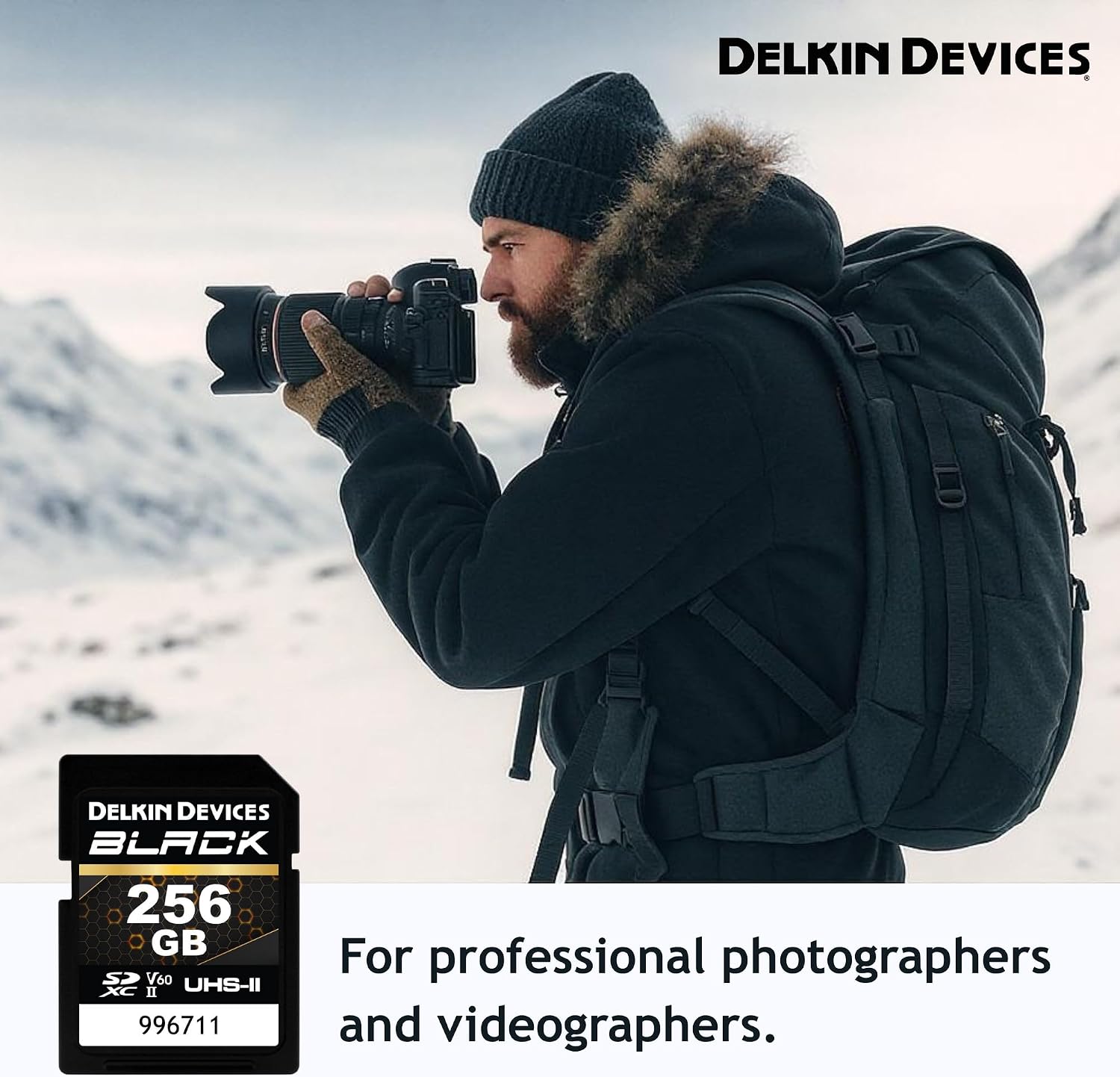 Delkin Devices Black Rugged SDXC Memory Card, UHS-II, C10, U3, V60, Full HD & 8K Video, Fast Speeds Up to 290MB/s Read, 190MB/s Write, Ideal for Photographers and Videographers (256GB)