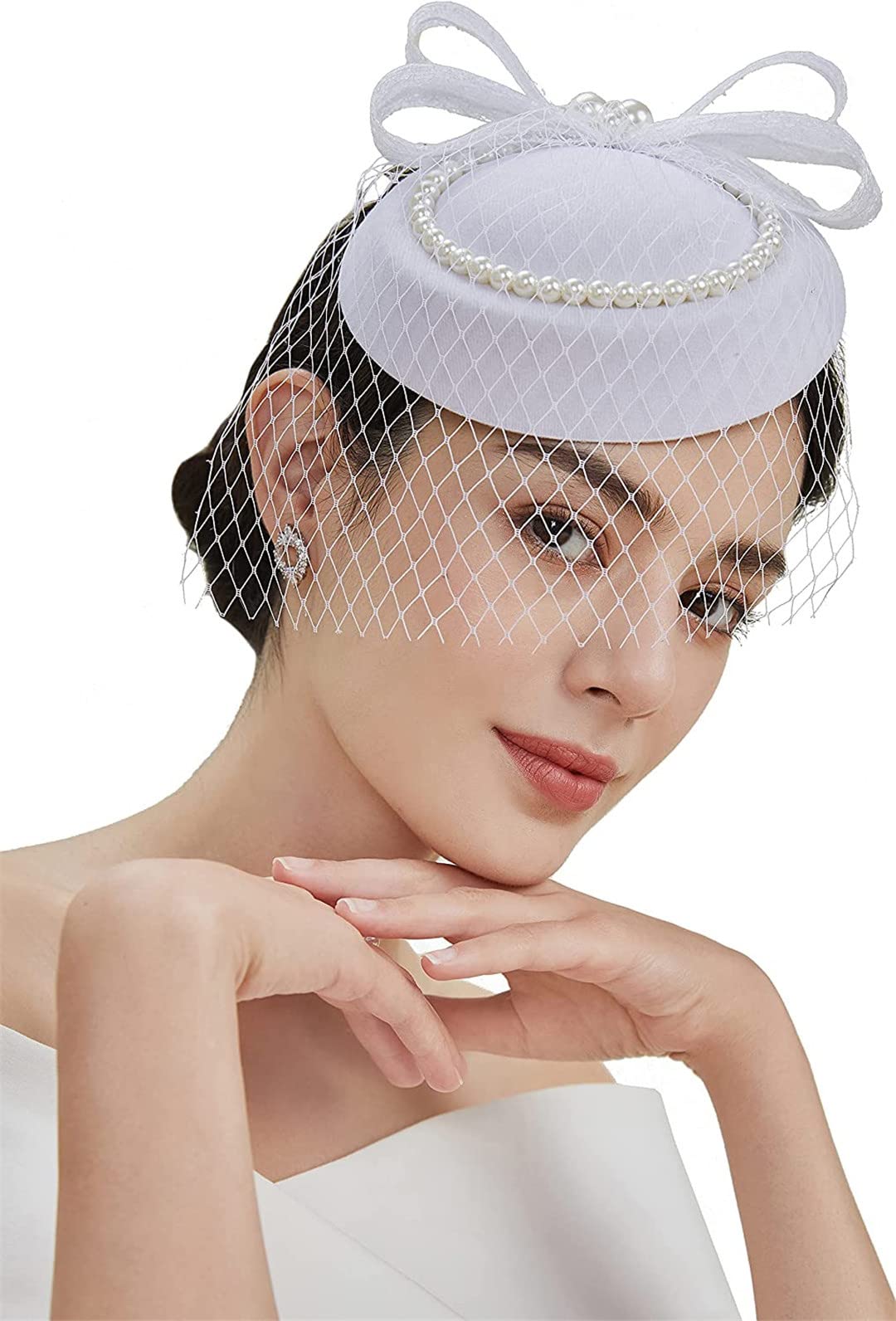 Cappello da sposa Fascinator da donna con velo da donna