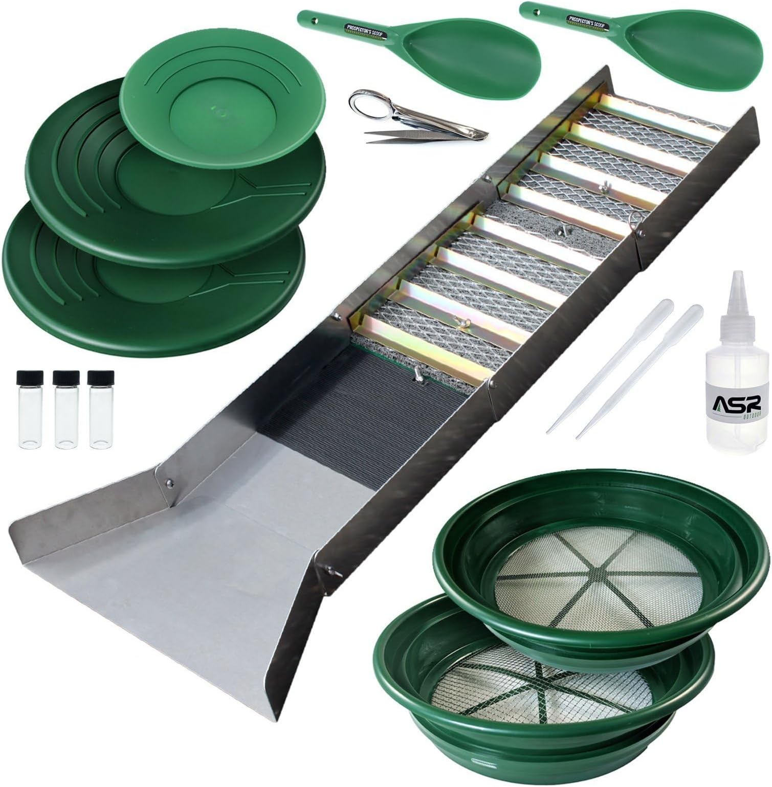 16pc Beginner Gold Panning Sluice Box Kit for Adults Starting to Pan for Gold with Classifier Screens