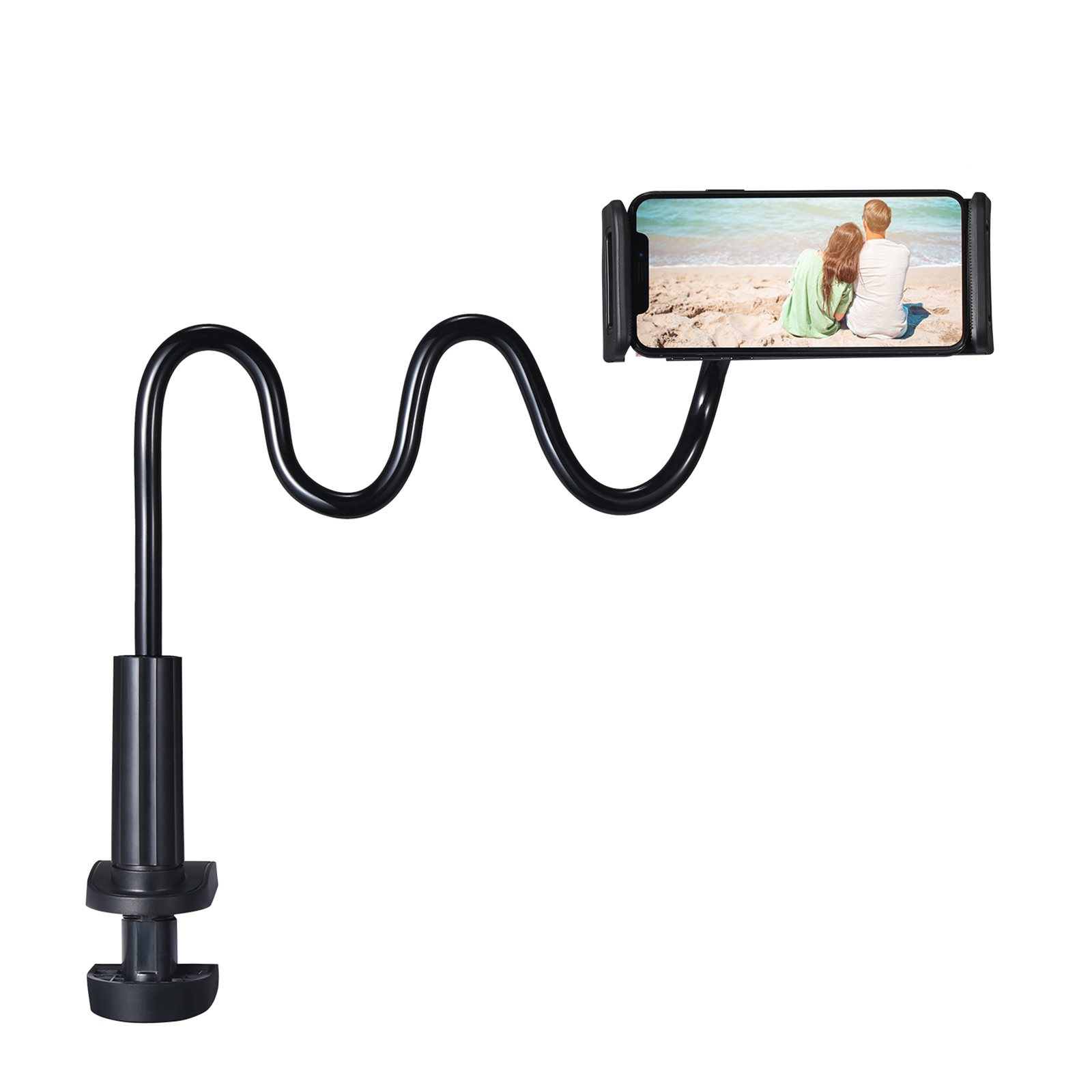 Support De Téléphone Portable à Pince Pour Bureau/Lit - Base Réglable Et Stable - Montage Horizontal/Vertical - Compatible Avec Tablettes - Noir - 9