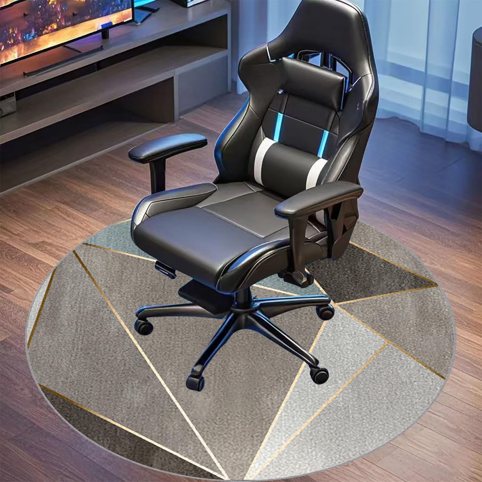 Tapis Chaise de Bureau, Rond Tapis Protection Sol Chaise Bureau, Tapis de Sol Bureau Tissu, Antidérapant, Tapis de Sol pour Bureau Plancher de Bois, Tapis de Protection en Carrelage 80cm