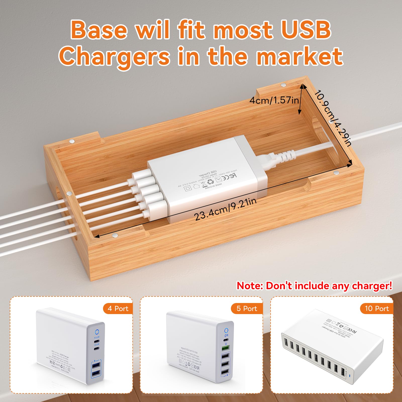 Pezin & Hulin Bambus-Ladestation mit Uhrenständer, Docking-Halterung für mehrere Geräte mit 5 Ladekabeln, Desktop-Dockstationen, elektronischer Organizer für Handy, Tablet, Uhr, natürlicher Bambus