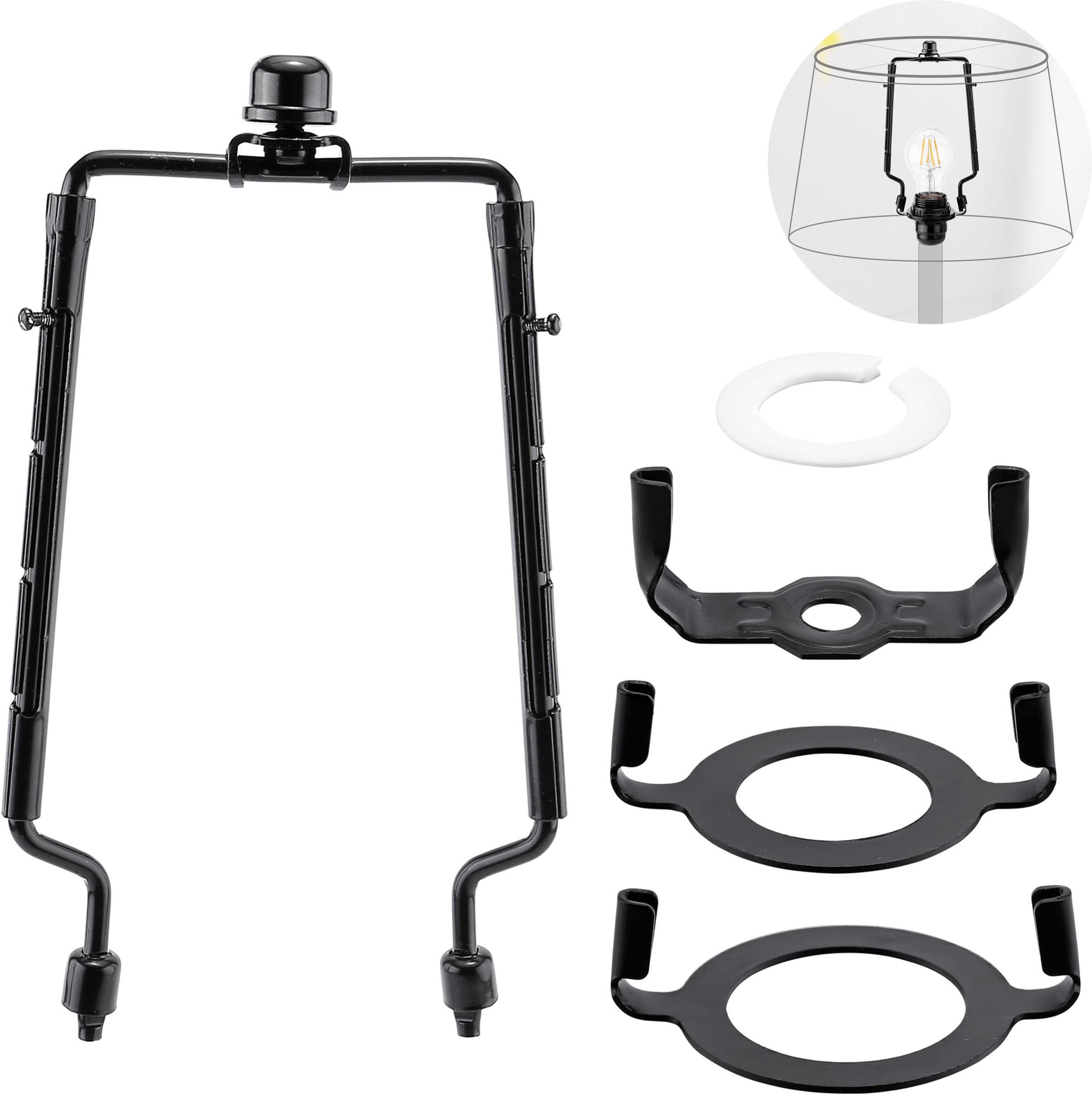 7" Lamp Shade Harp Holder and E26 Light Base UNO Fitter