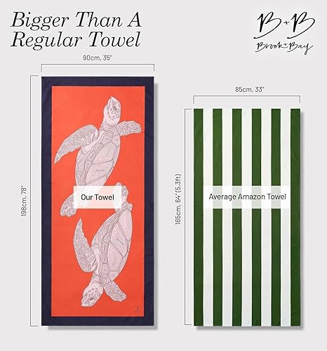 Miniatura 3 de Brook + Bay Toalla de playa sin arena, toalla de playa compacta, 35 x 78 pulgadas, toallas de playa de gran tamaño, a prueba de arena, toalla de