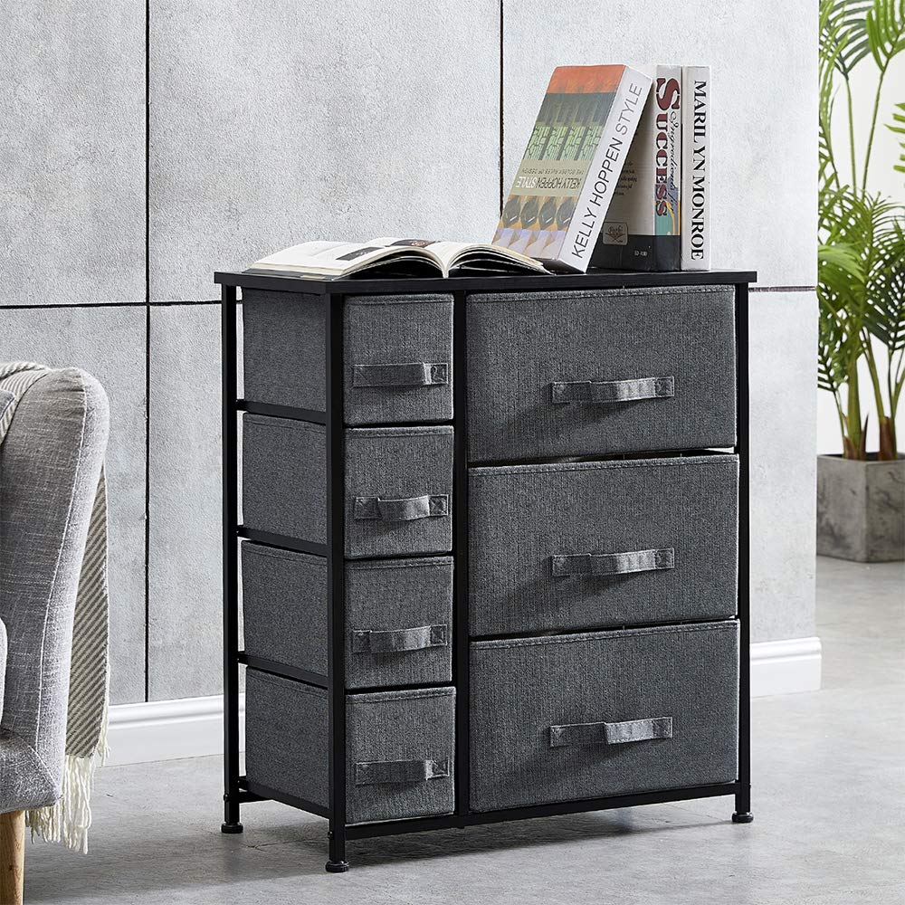 Buy BOJU Bedroom Chest of Drawers Sideboard Grey Large Living Room Unit Storage with 7
