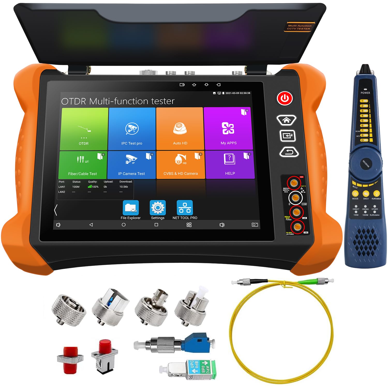 WANLUTECH MT-8000 OTDR CCTV Tester main unit with accessories