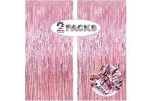 Pink Fringe Backdrop Curtain for Glamorous Party Decor