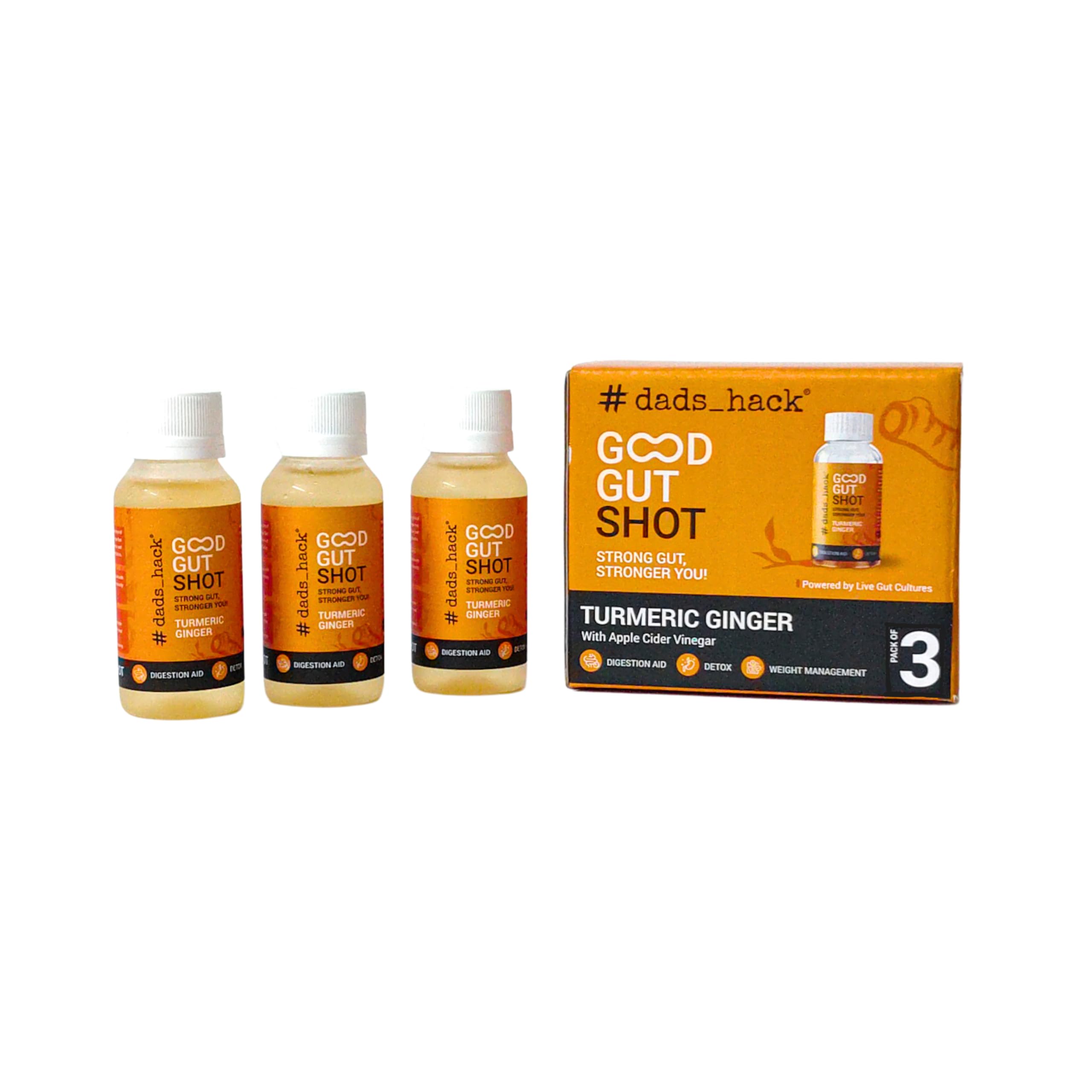 Dad's Hack Good Gut Shot - Turmeric Ginger (Pack of 3) | Gut Health Shots containing Kombucha and Apple Cider Vinegar | 100% Natural and No preservatives. | Digestive Health-image-26
