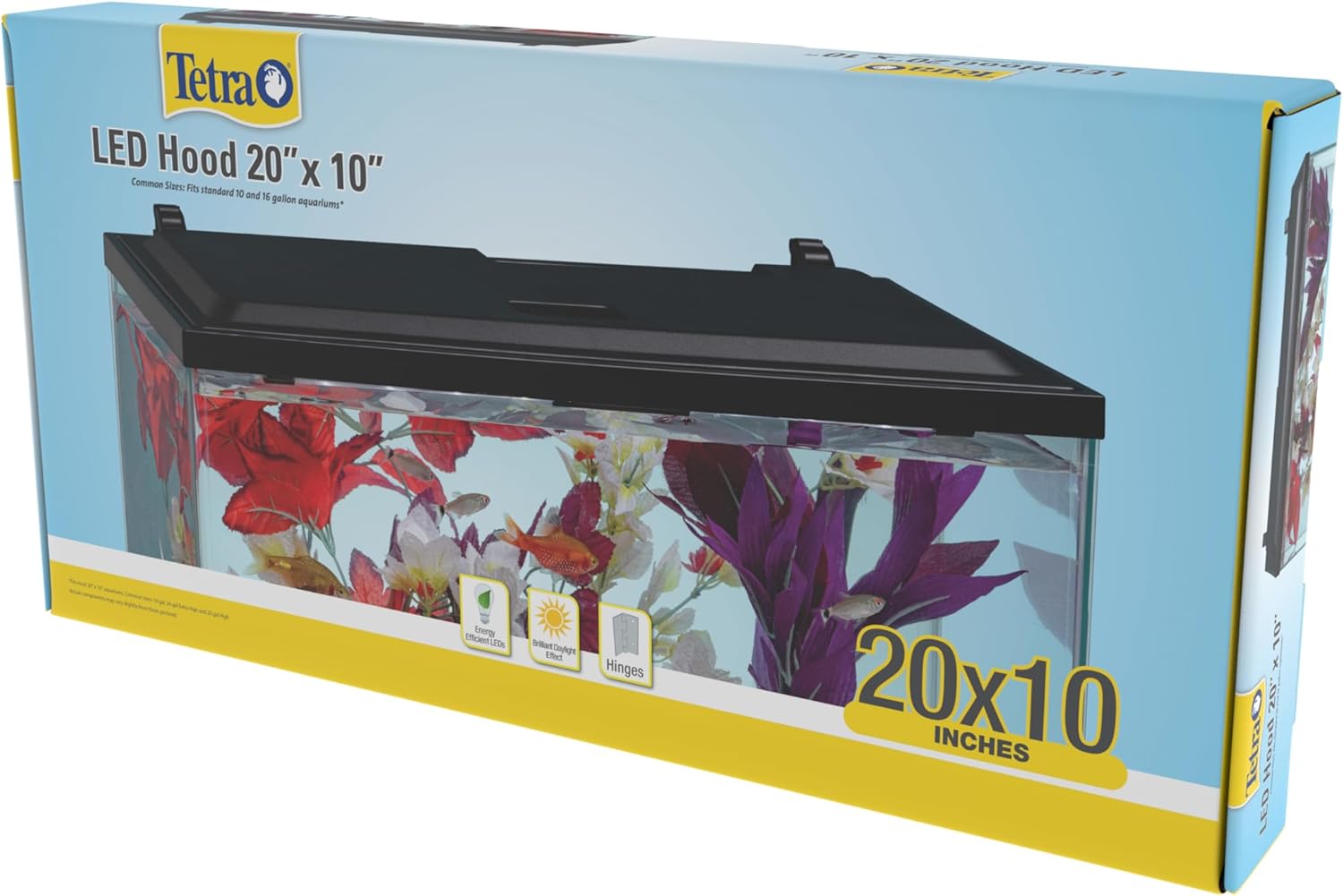 Tetra LED Hood 20 Inches By 10 Inches, Low-Profile Aquarium Hood With Hidden Lighting
