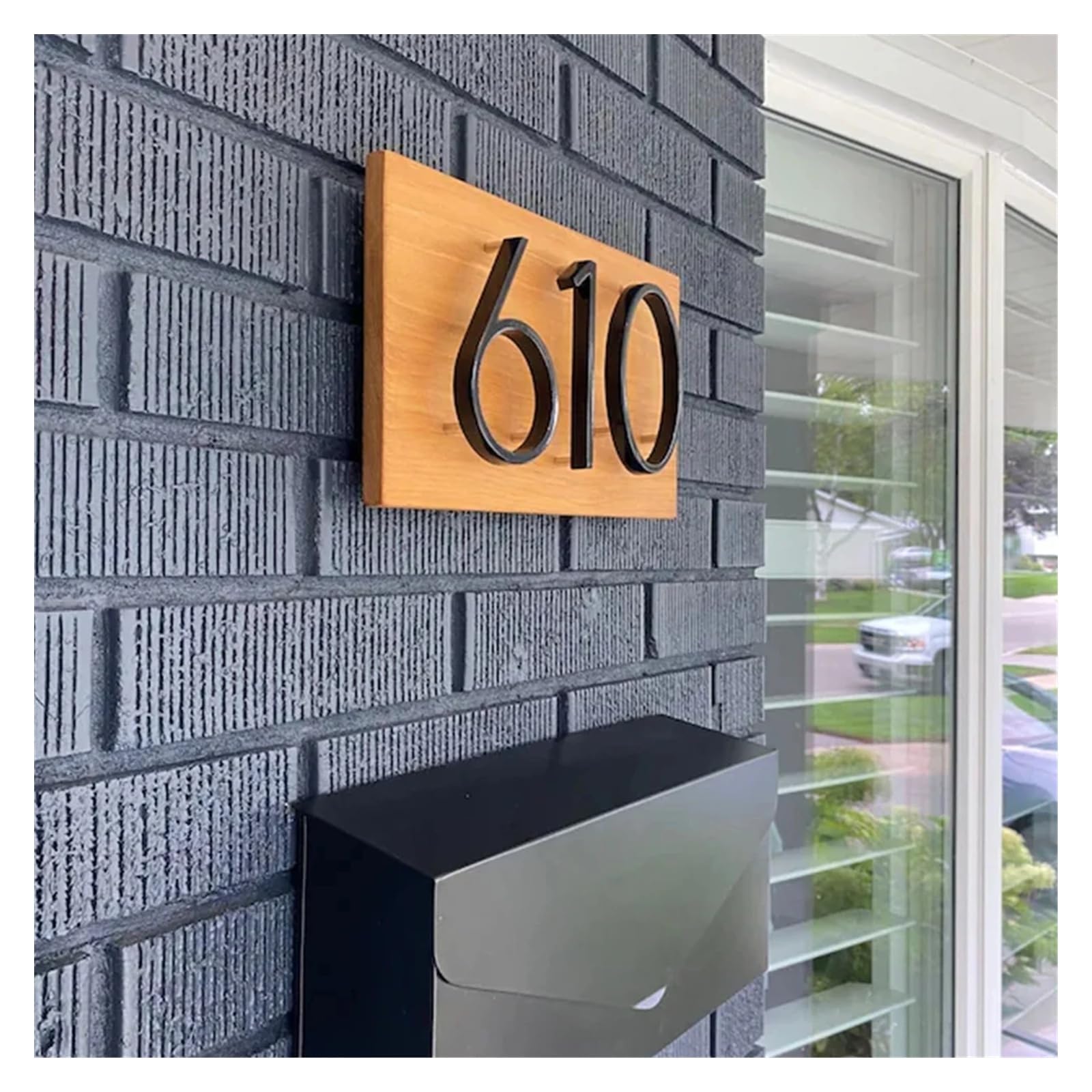Numeros Casa Exterior,Número de casa Placa de Madera de dígitos de Metal, señal de número de casa Personalizada, dirección de Puerta Flotante(1,2 Digit 18cm x 25cm)
