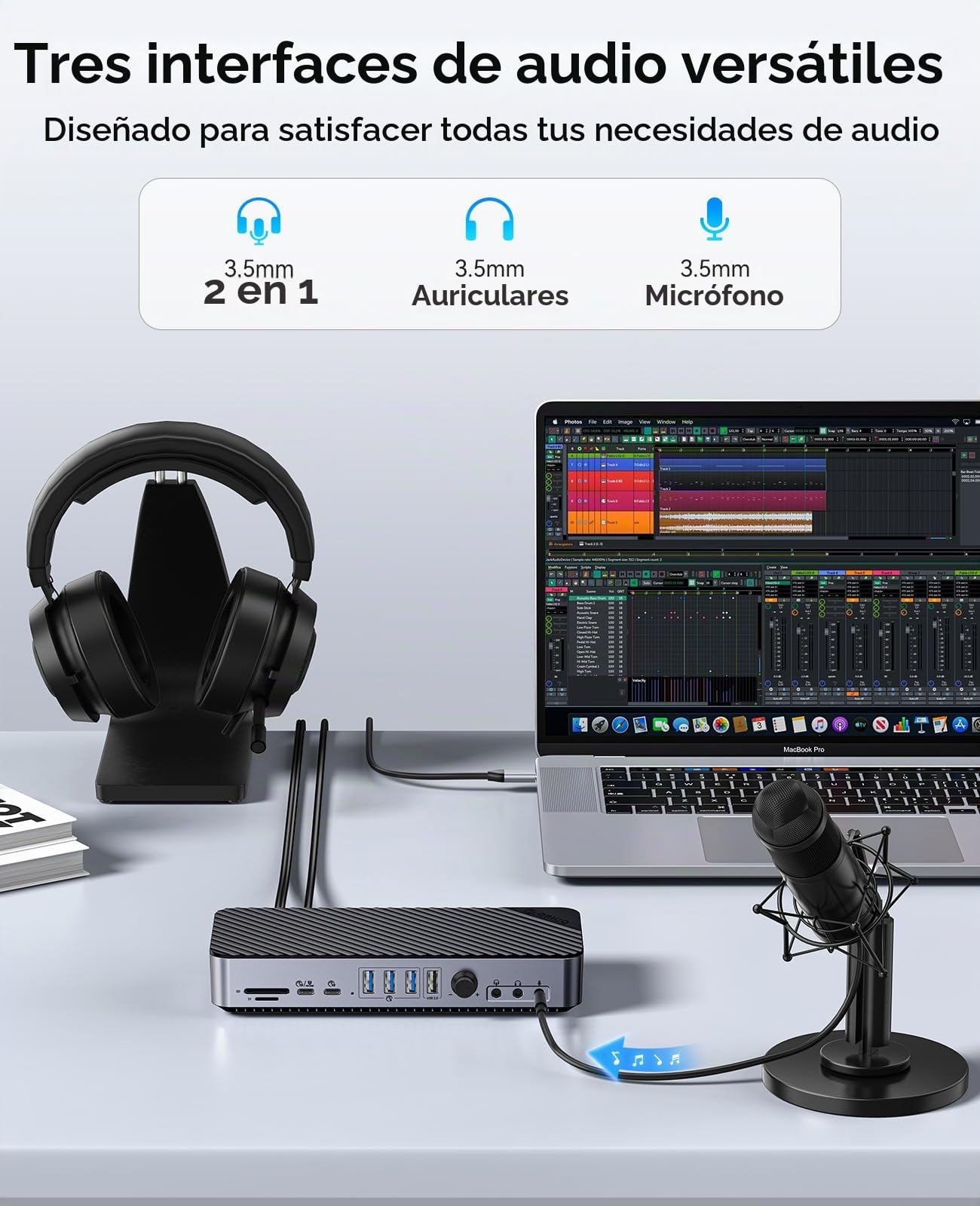 ORICO 20 EN 1 Docking Station, Triple Displays con 2 DP, HDMI, VGA, 60W PD, USB C 3.2 18W PD, USB C 3.2, 3 USB A 3.0, 3 USB A 2.0, RJ45, 3 Tipos Audio, SD/TF, Botón Volumen Negro para MacBook Air