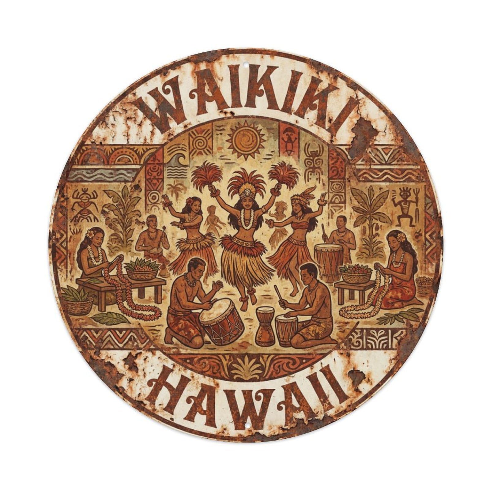 Vintage Travel Waikiki Hawaii Culture Metal Tin Sign