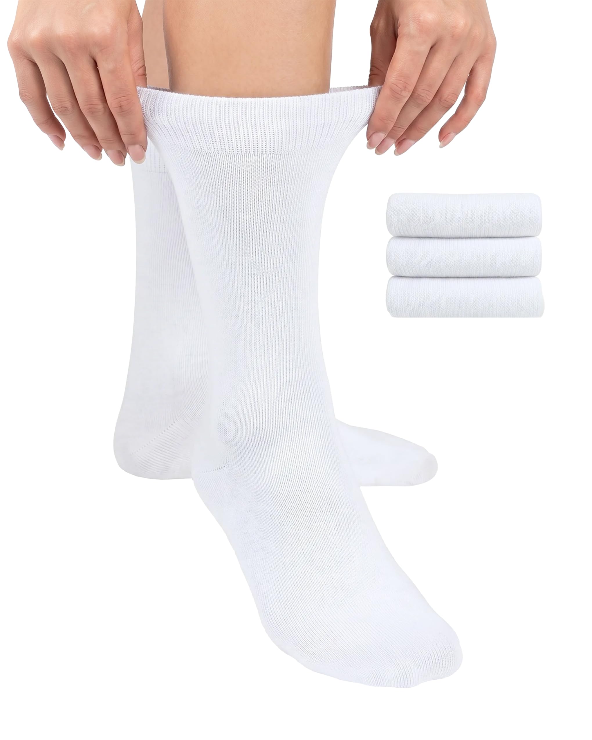 Hugh Ugoli Womens Thin Soft Bamboo Dress Socks, Business, Crew, 3-6 Pairs | Trouser Casual, Moisture Wicking, Breathable, Seamless Toe, Antimicrobial, Stretchable, Flexible, Compression Support