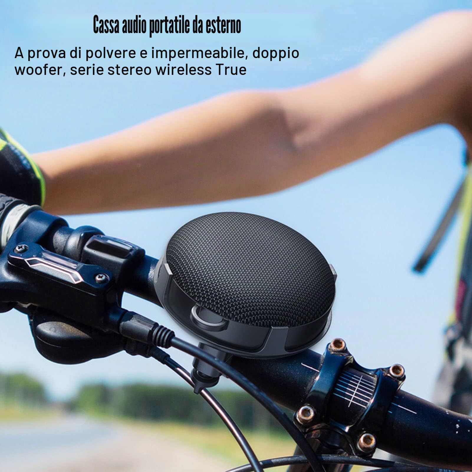 Altoparlante Bluetooth Portatile per Bici, Altoparlante HiFi Stereo Esterno Impermeabile IP67 con Supporto per Bici, Altoparlante Wireless Indossabile per Ciclismo, Equitazione, Escursionismo,(Nero)