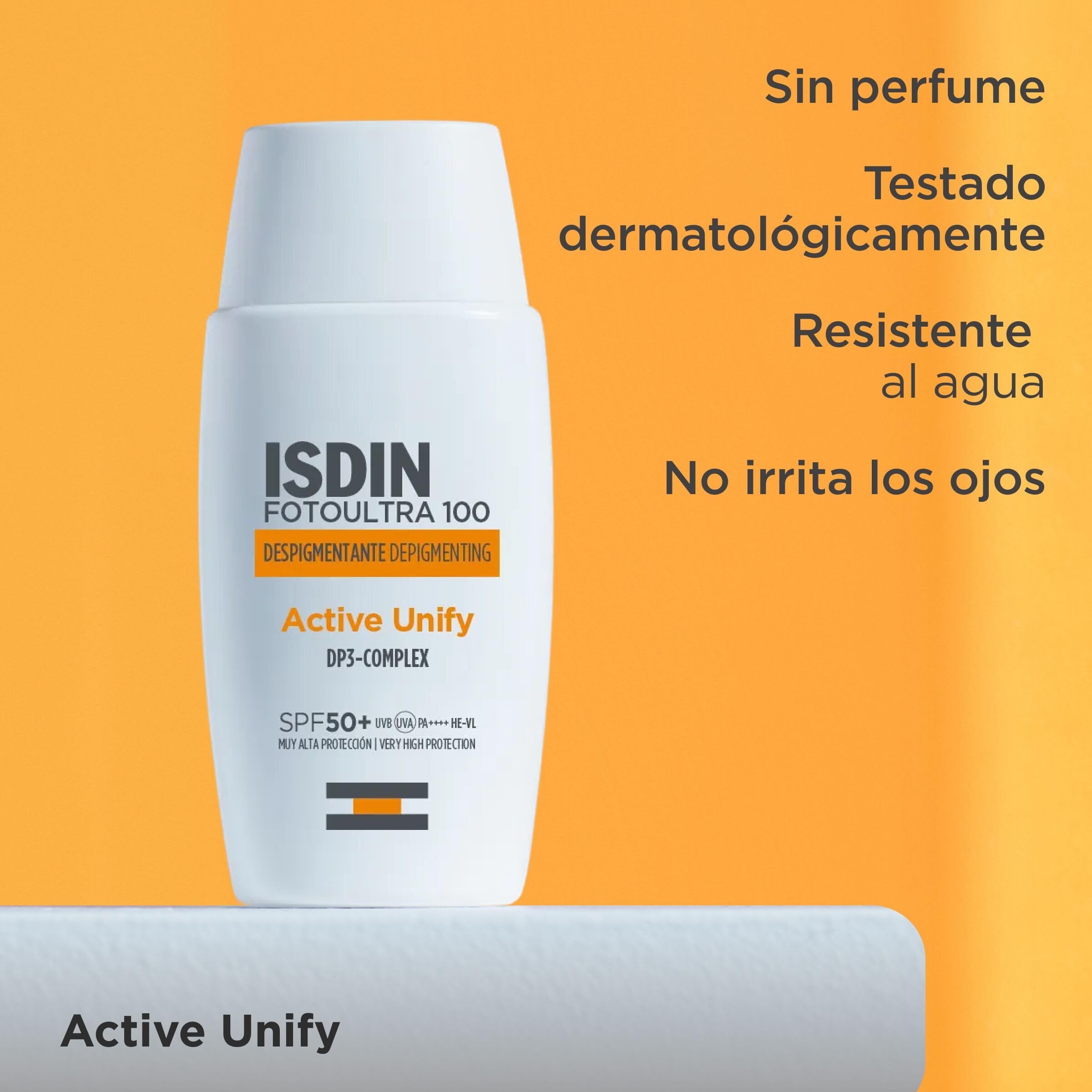 ISDIN Fotoultra 100 Active Unify SPF 50+ Crema Fluida con Triple Acción Despigmentante que Unifica el Tono y Ayuda a Evitar la aparición de Nuevas Manchas, 50 ml
