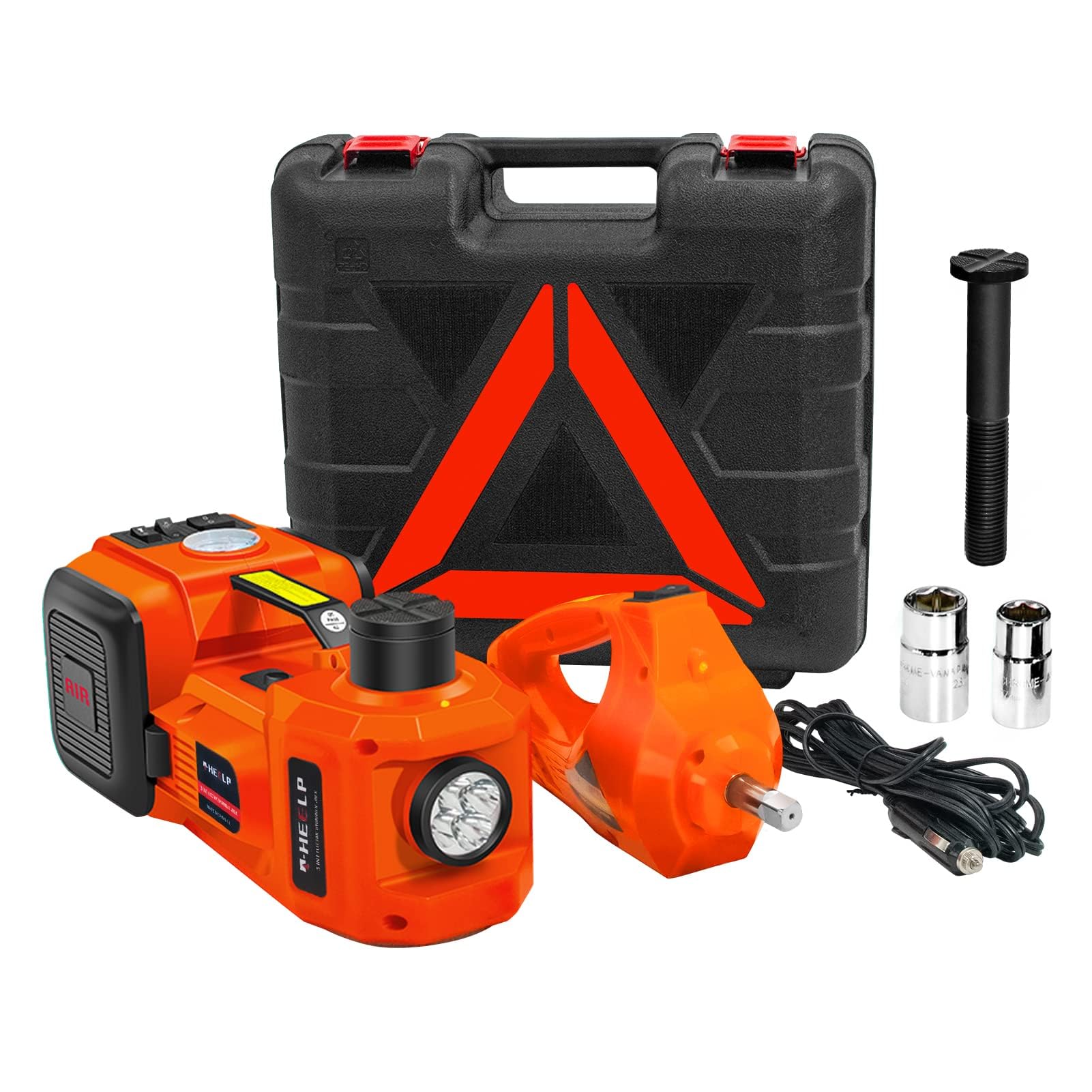 E-HEELP Hydraulic Electric Car Jack Kit 5Ton 12V Car Jack Lift (Lifting Range: 6.1~20.86 inch) with Electric Impact Wrench for SUV MPV Sedan Truck Change Tires Garage Repair