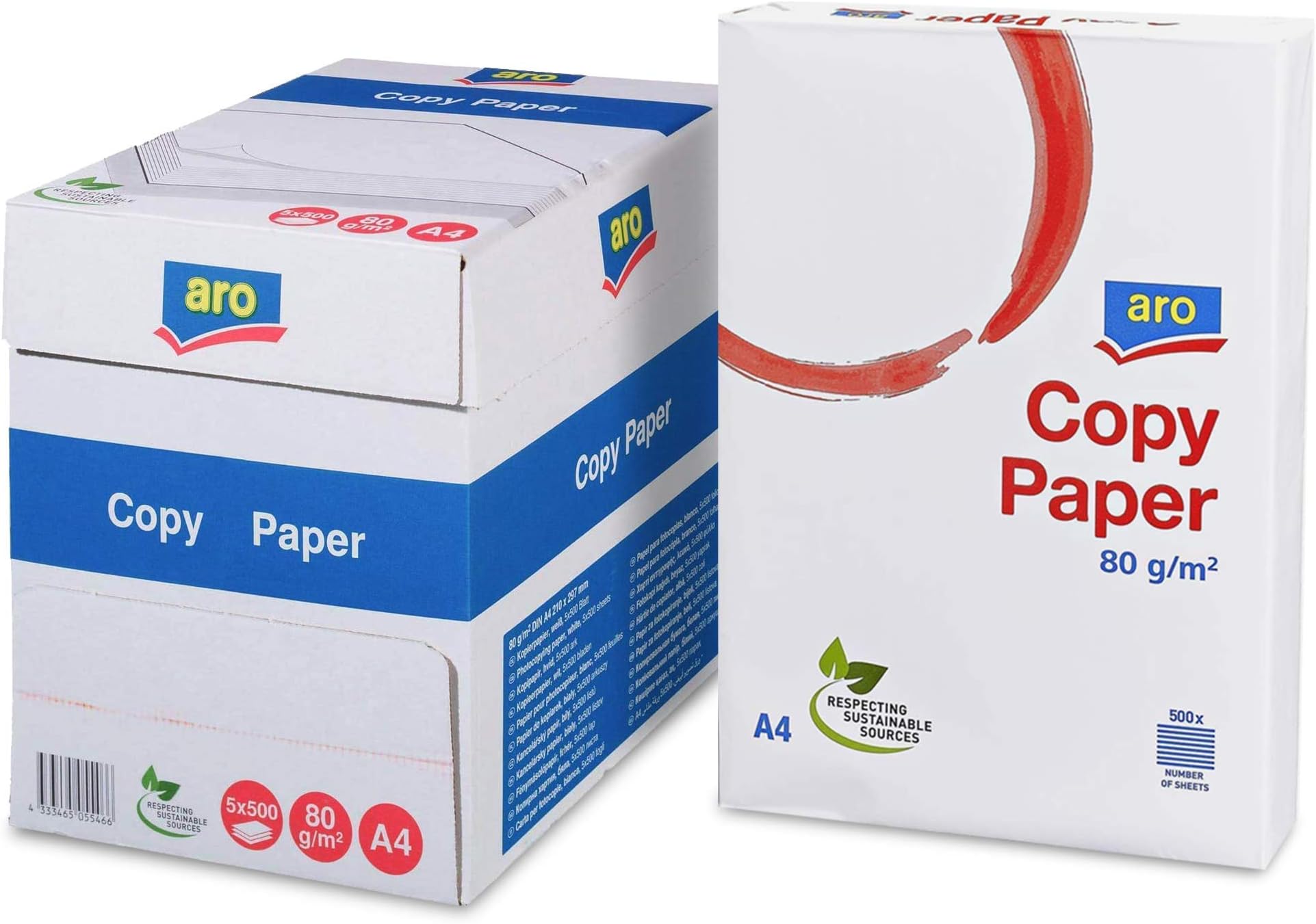 aro Druckerpapier A4, 2500 Blatt - 80g/m2 hochweiß - Professionelles ...