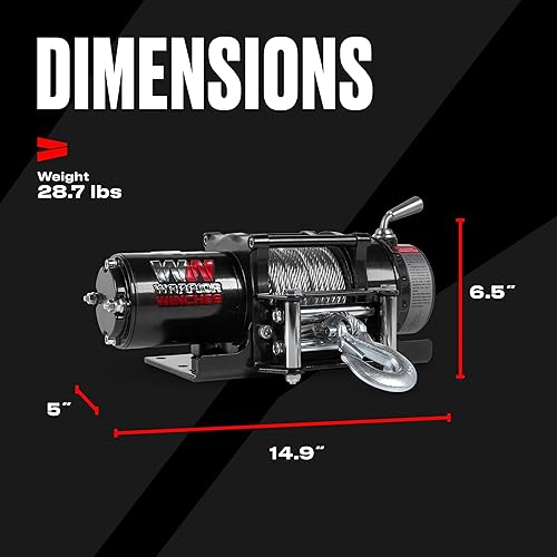 Miniatura 4 de Warrior Winches Ninja 4500 libras – Cabrestante eléctrico de 12 V ATV/UTV con cable de acero, compacto y potente cabrestante ATV de 12 voltios