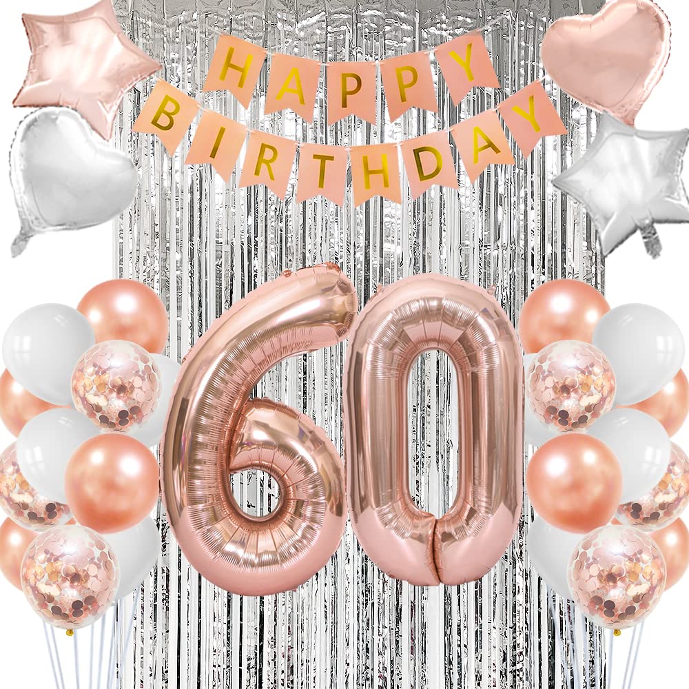Buy (60th Birthday) 60th Birthday Decorations Rose Gold 60th Birthday