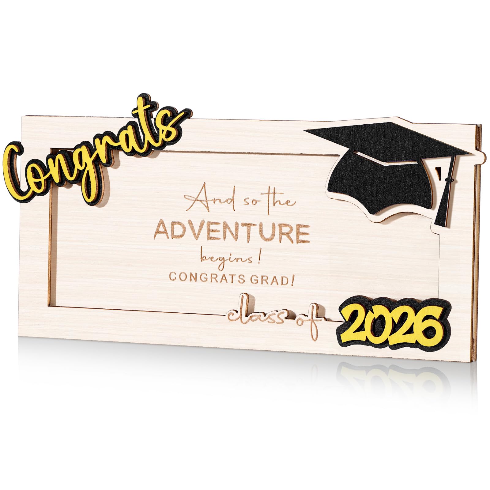 Photo 1 of Moinchore Graduation Money Gift Holder Wooden Graduation Card Box Cash Holder Class of 2026 Cash Envelope Money Wallet Senior College University Congrats Grad Money Present for Grad (Black,Classic)