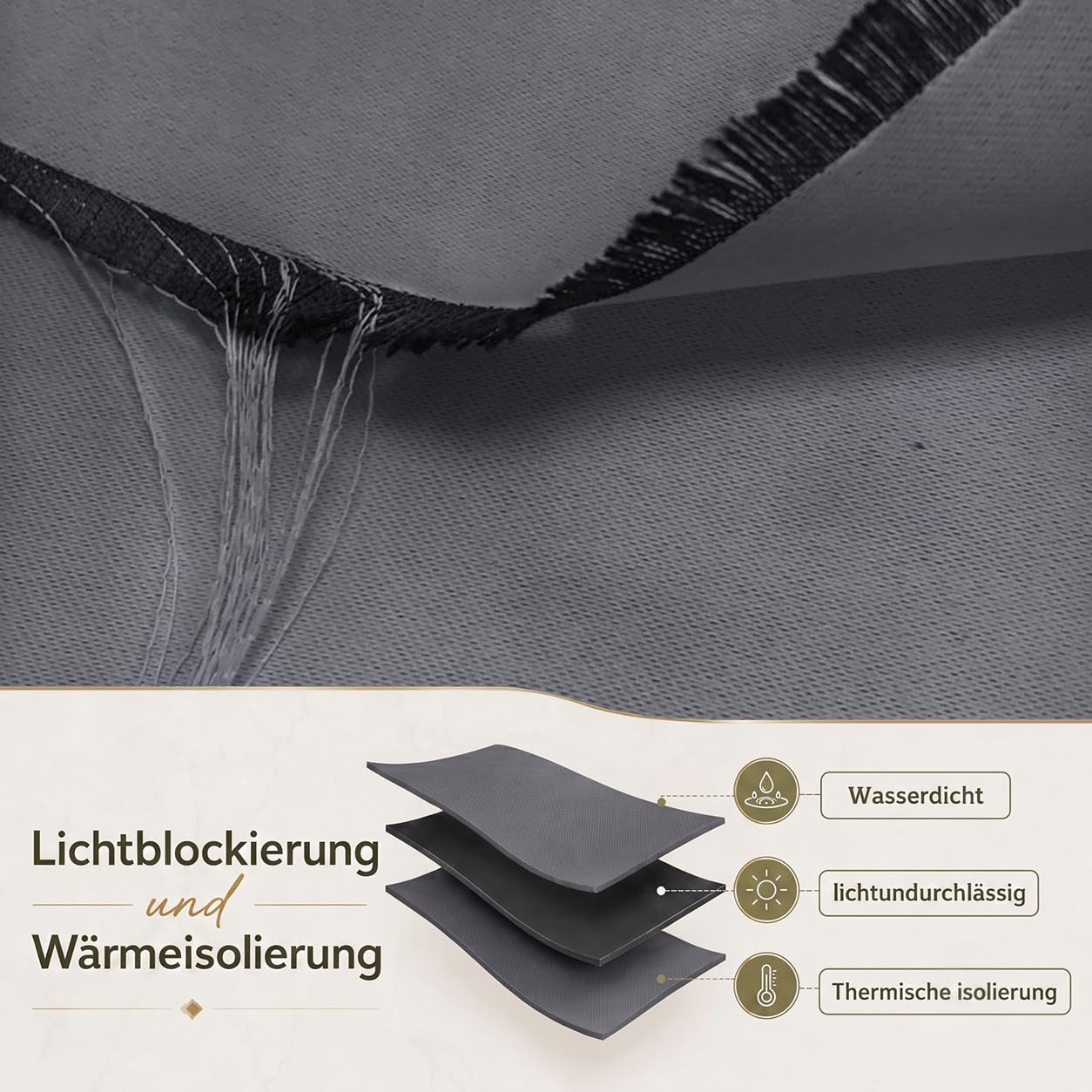 Outdoor Vorhang Wetterfest mit Abnehmbaren Schlaufen 2er Set | Außenvorhang Sonnenschutz Wasserdicht Sichtschutz für Garten Pavillon Pergola Terrasse Balkon (H274xB132cm, Dunkelgrau)