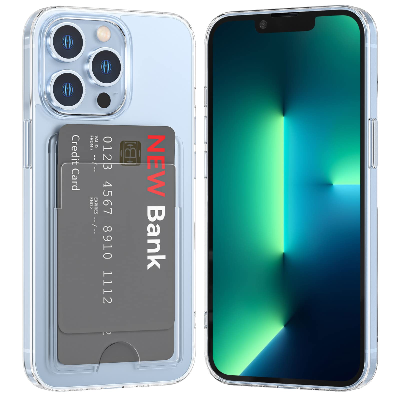 ÁRBOLORO Handyhülle Für IPhone 13 – Transparent, Mit Kartenfach & Stoßschutz, Ultra Dünn & Flexibel
