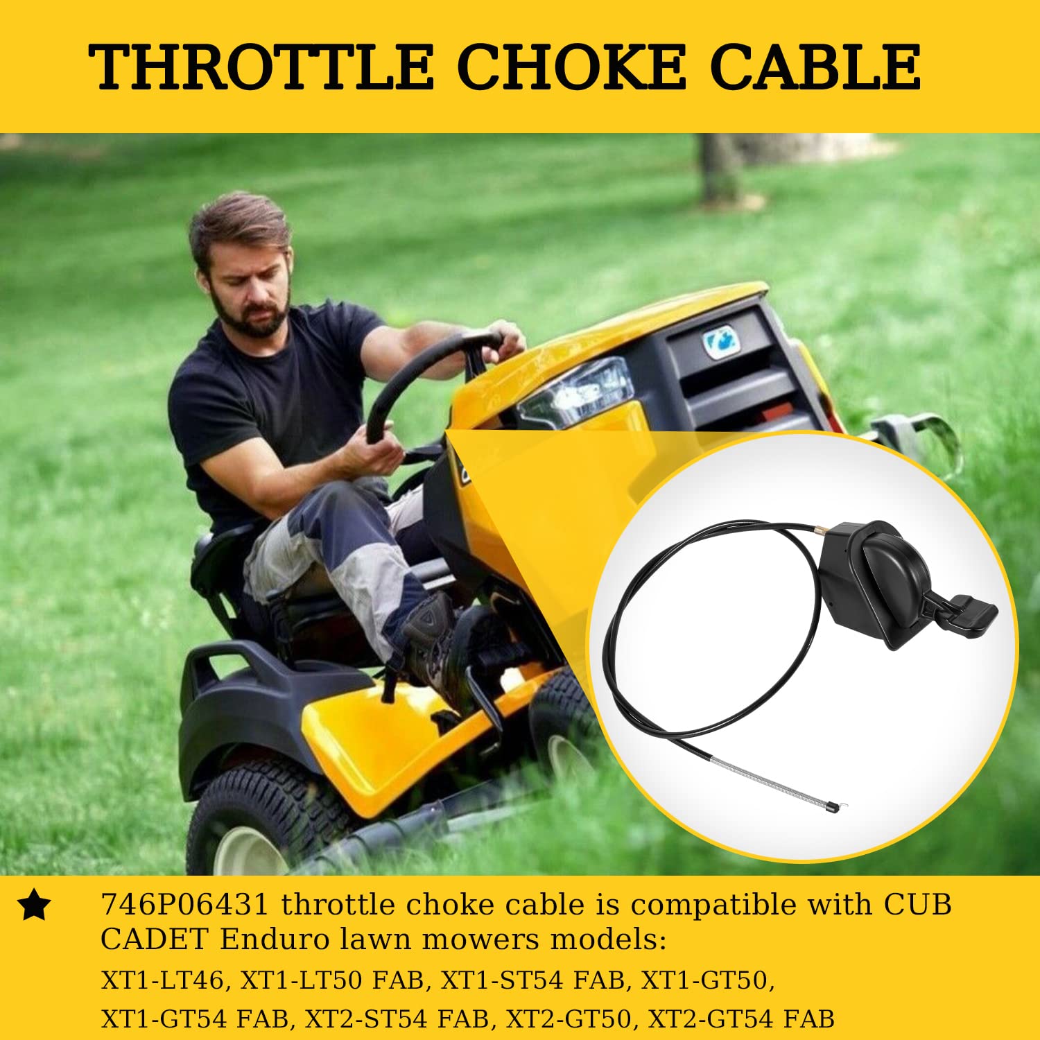 746P06431 - Cable de acelerador/estrangulador de repuesto para cortacésped CUB Cadet XT1 XT2 SLX54 GX54 GX50 ST54 746-06431