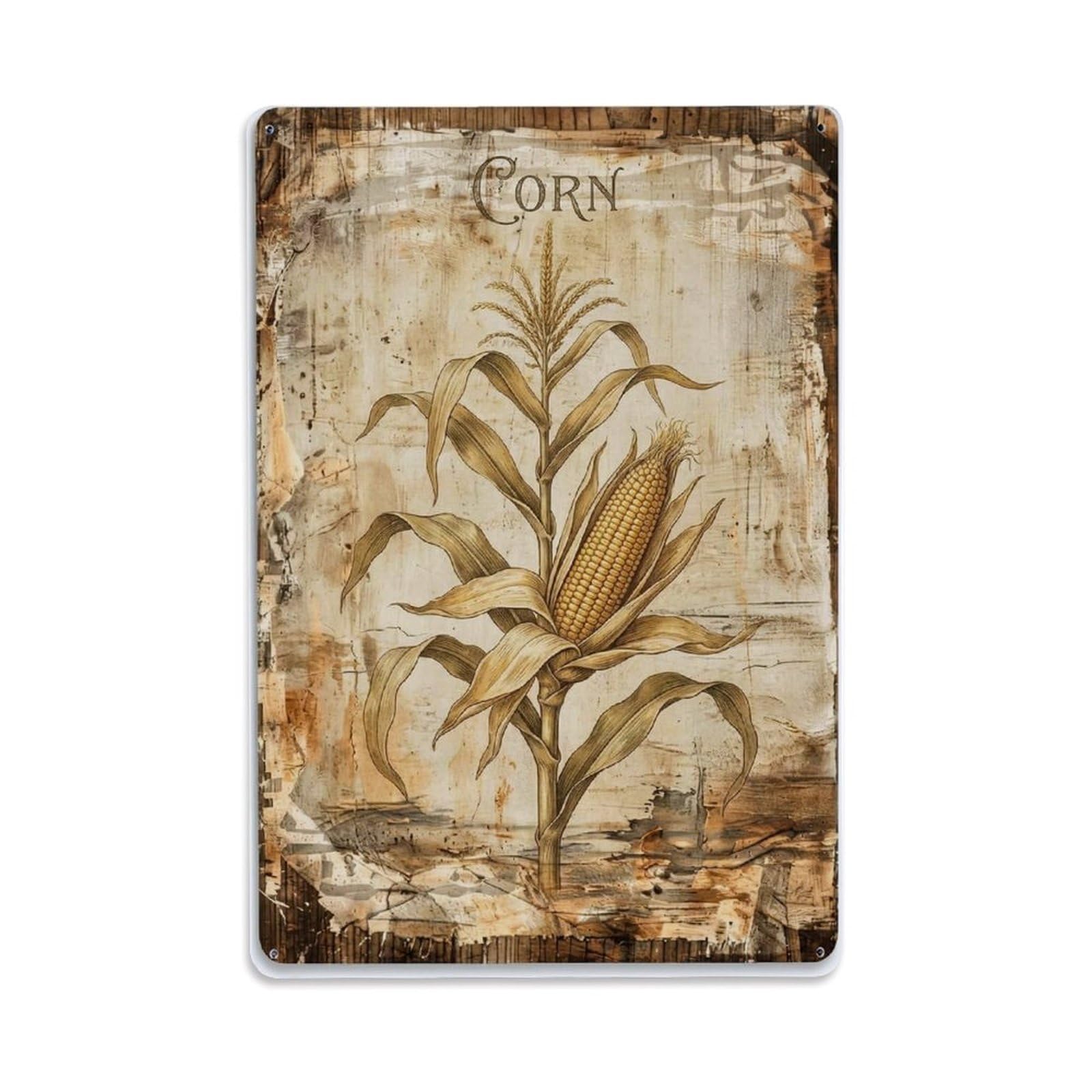 Fqnyr Style Corn Vegetable Yellow Metal Tin Sign Plaque Wall Decor For Cafe, Club Bar, Office, Home Garden Metal Poster 8X12inch