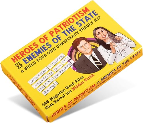 Heroes of Patriotism vs Enemies of The State - Kit de teoría de la conspiración por Dissent Pins - Divertidos juegos de palabras con imán de nevera