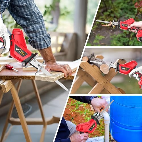 Miniatura 7 de Sierra recíproca inalámbrica, sierra eléctrica con batería y cargador, sierras eléctricas de batería de 20 V, velocidad variable de 0-3500 SPM,