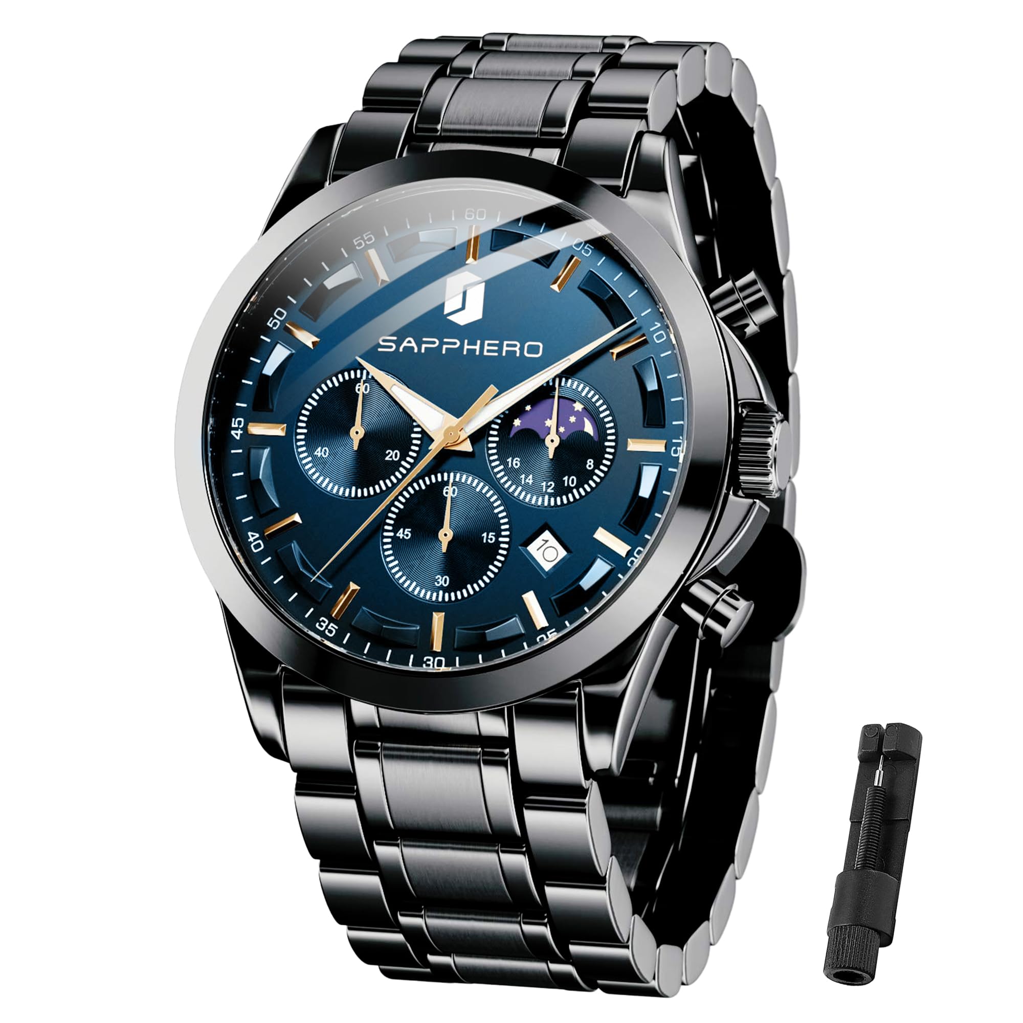 BENYAR BY Orologio da uomo al quarzo analogico in acciaio inossidabile cinturino Timing Date Display impermeabile luminoso orologio Business Casual Sports Watch Fashion Holiday regalo per il padre