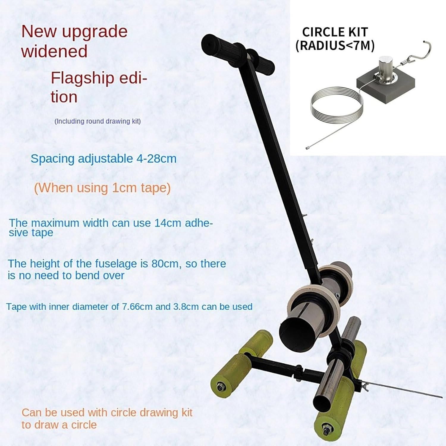 Manual Tape Straight Line Marking,Tape Line Marking Tool, Hand Push Floor Marking Tool, Can Draw Circle,for Swimming Pool/Warehouse/Gym/Hospital