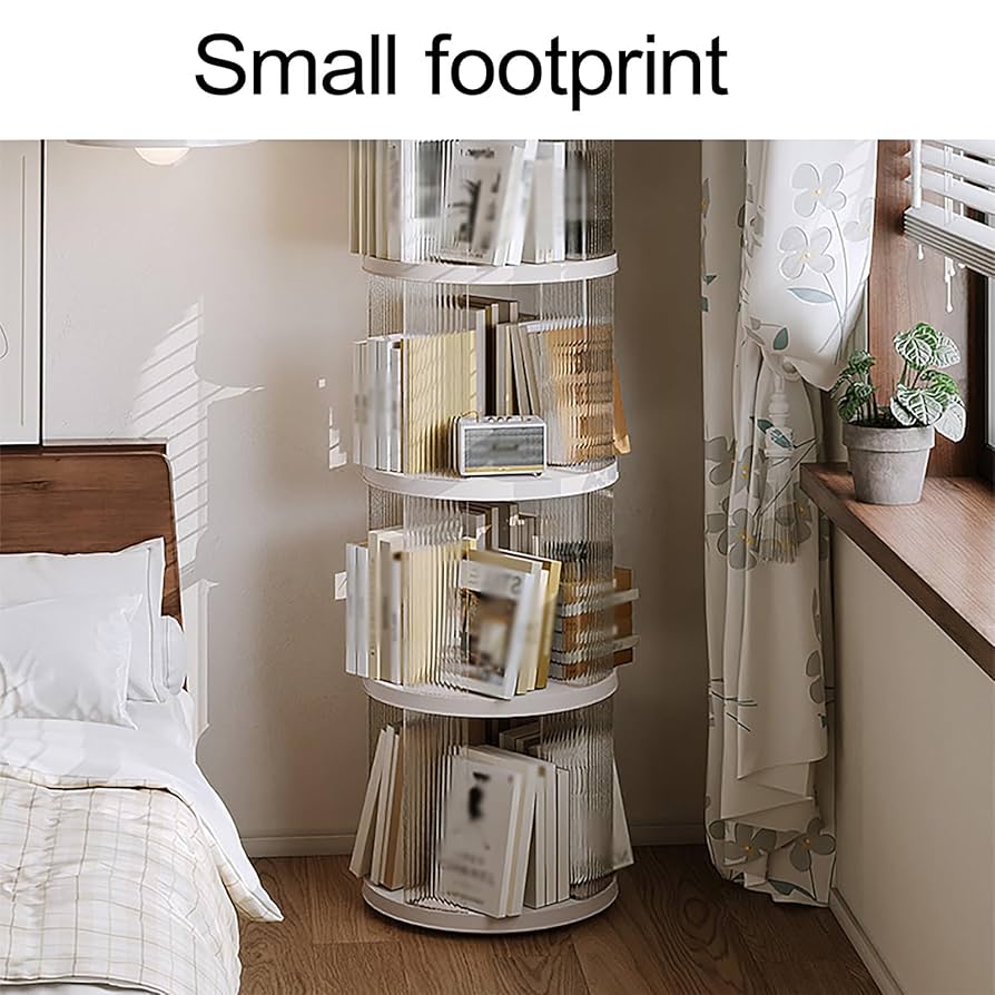 Amazon｜ZYZSY 360°回転本棚、アクリル製の窓付きオープン