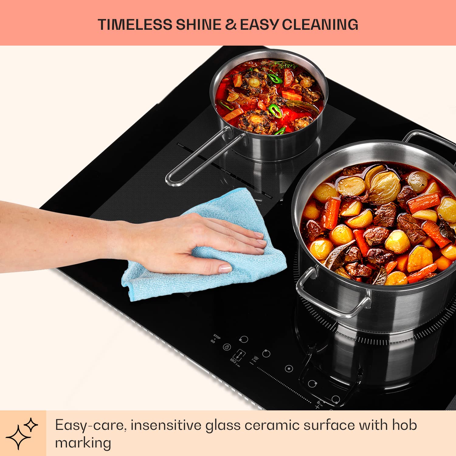 Klarstein Induction Hob, 9300W Electric Hobs Induction Cooker, 5 Ring Electric Pan Hob, Built-In Table Top Cookers w/ 5 Hobs, Touch Control, Inductions Heater Cooktops, Hot Plates for Cooking — view 8