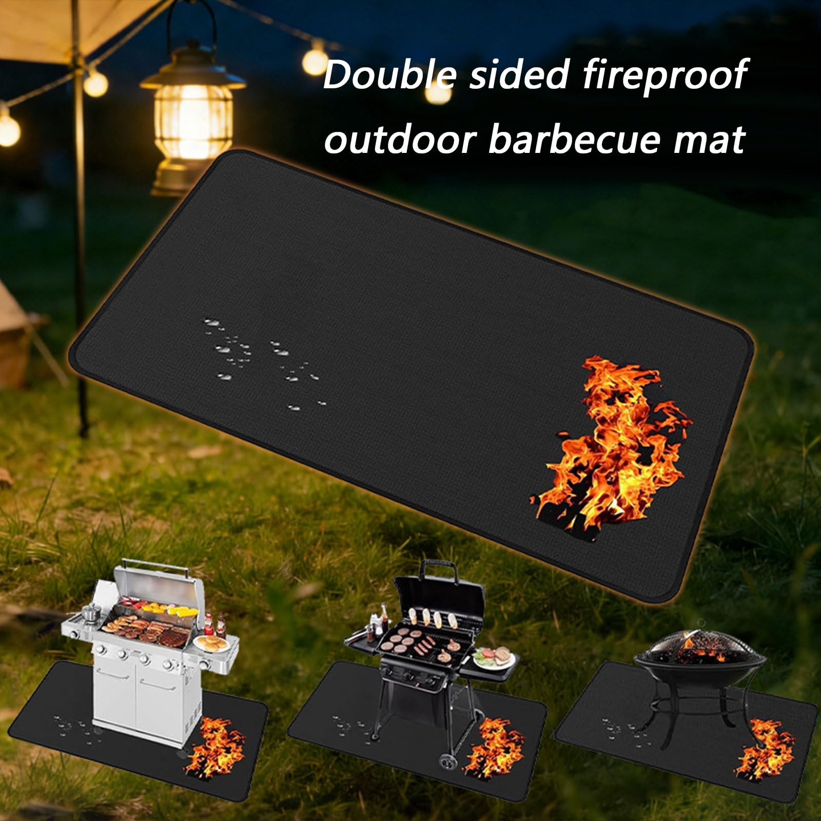 Extra Wide Flame Retardant BBQ Mat per la stufa Top Tessuto in fibra di vetro ad alta temperatura con Carry Bag Camping Pad