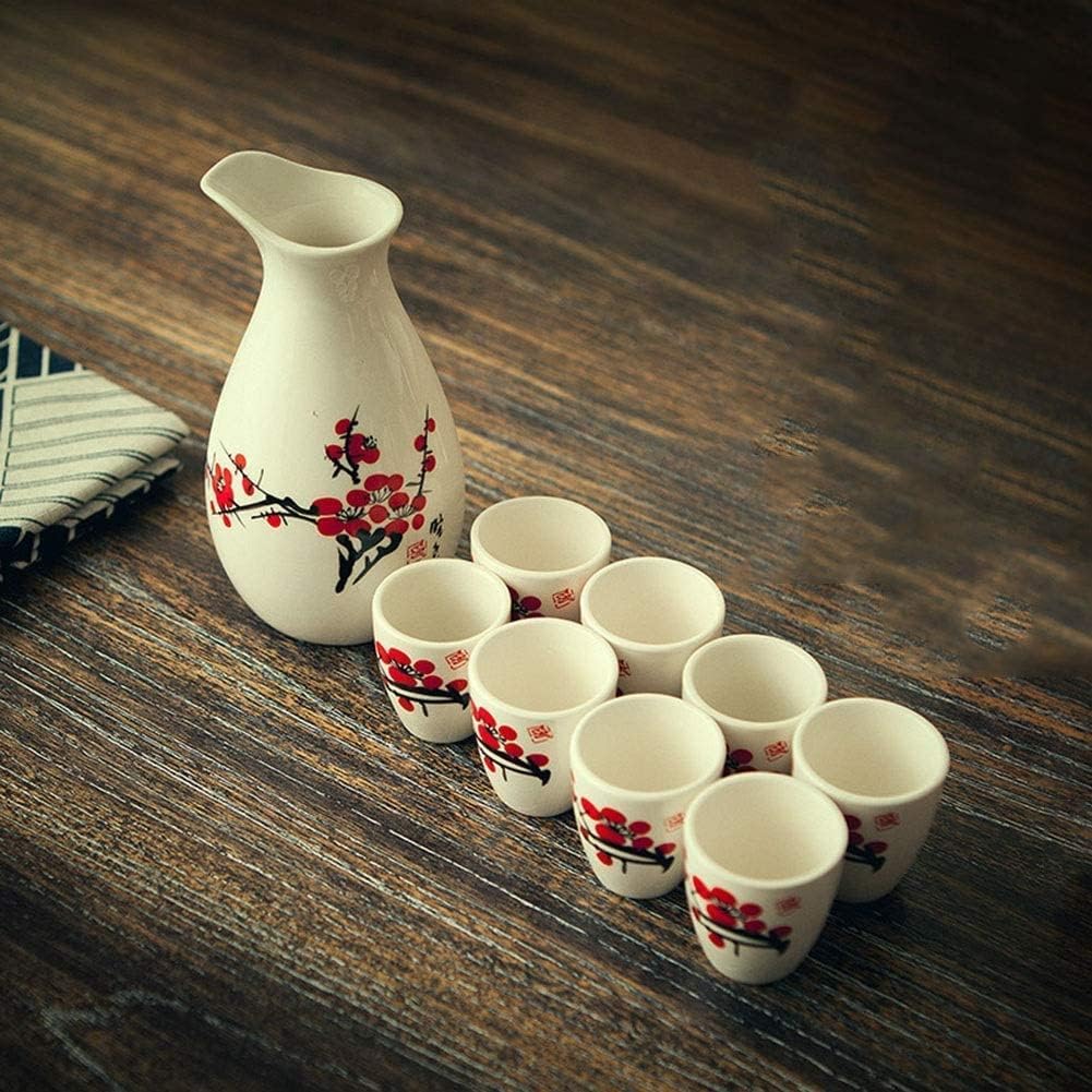 Sake Set Ink Wind Hand Painted Sake Set, Japanese Traditional Retro Porcelain Crafts, 9 Pieces GYL24824