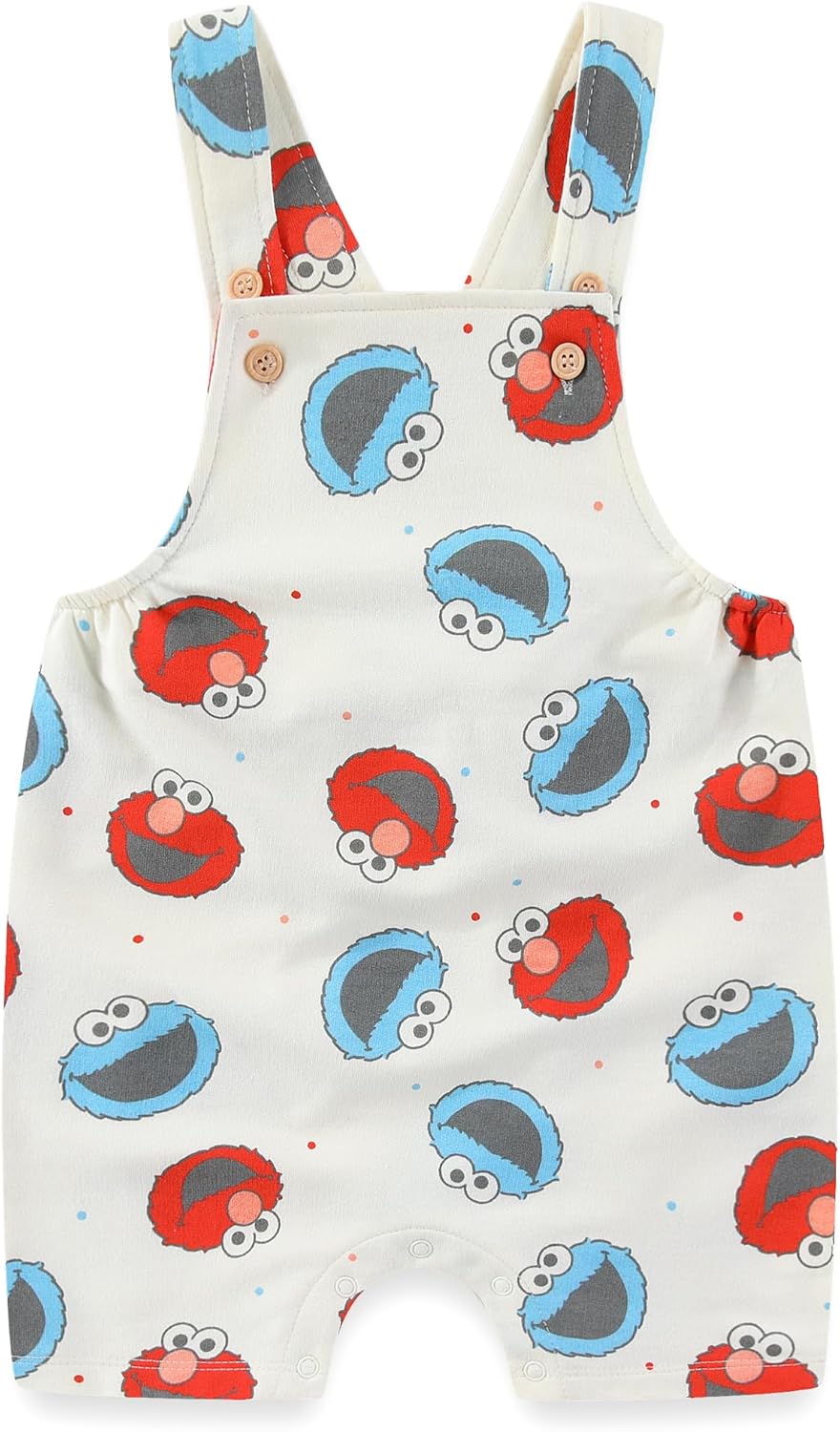 Sesame Street Elmo and Cookie Monster Baby Boys Shortall Overalls with Hat 3-Piece Set for Newborn and Infants
