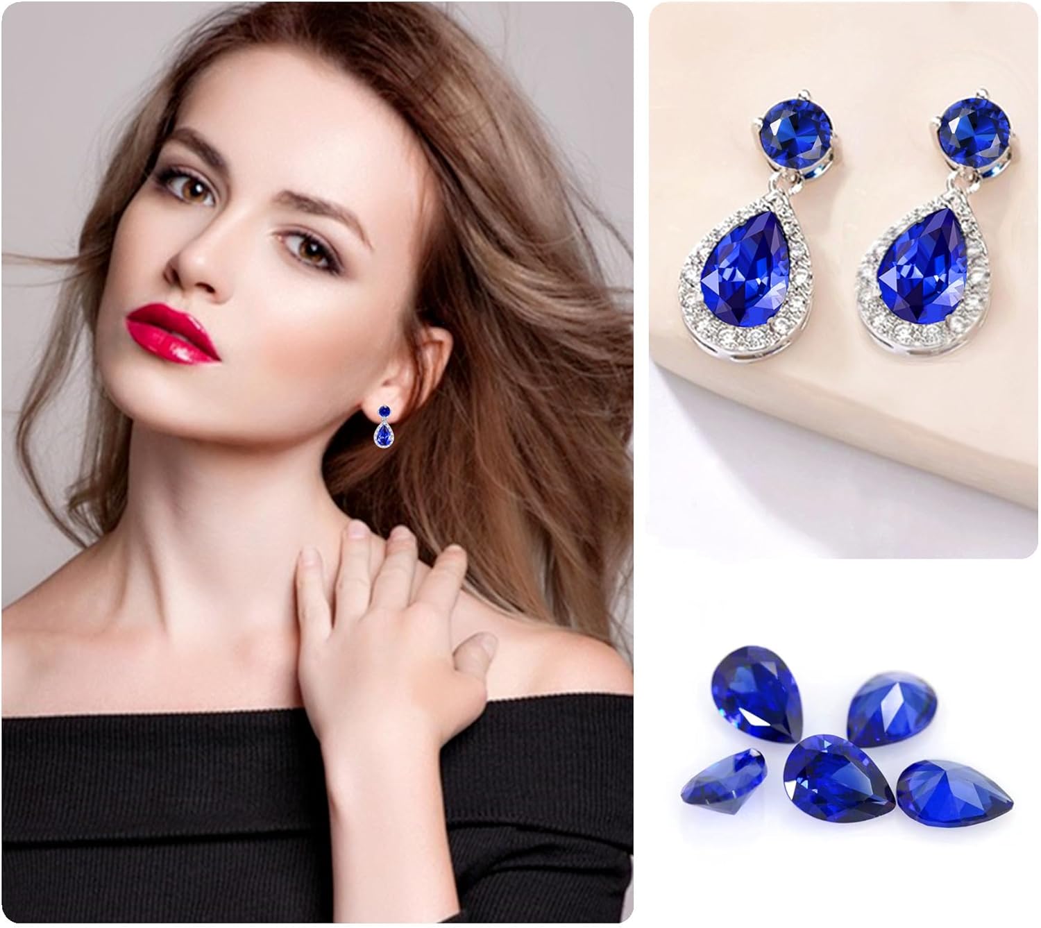 VONSSY Drop Dangle Earrings | Gemstones Waterdrop Teardrop White Gold Plated Crystal Hanging Cubic Zirconia Hypoallergenic Earrings | Stylish Jewelry Gift for Mother Daughter Wife - Image 5