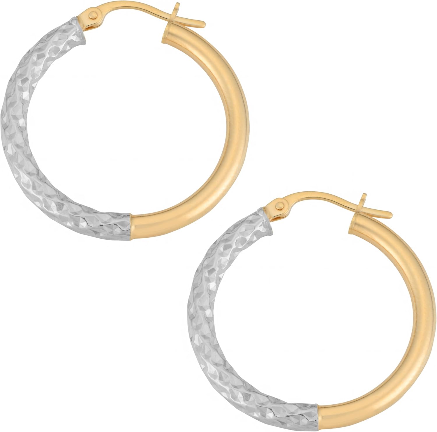 Kooljewelry 10k Two-tone Gold 3x20 mm Round Hoop Earrings