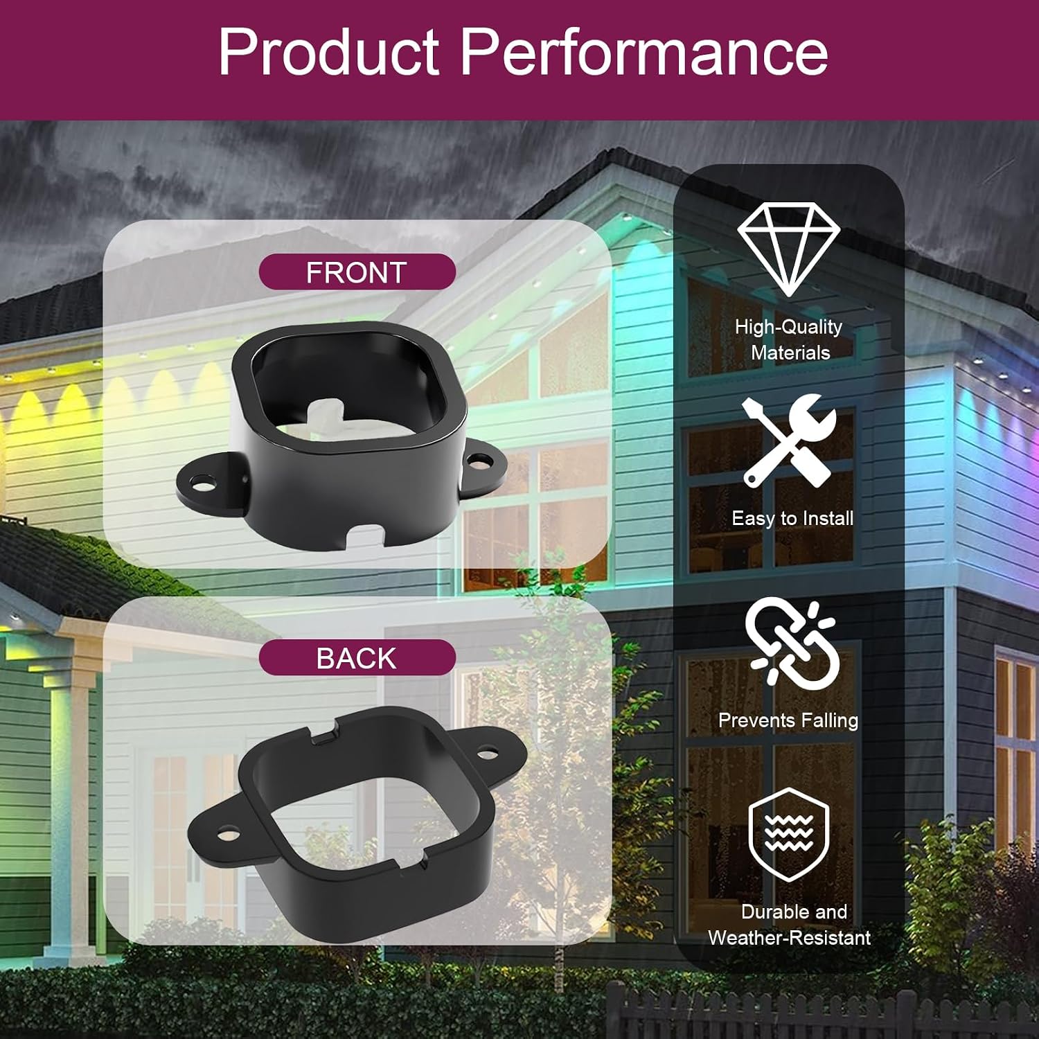 Light Clips Mounting Brackets for Govee Outdoor Lights Compatible with Govee H706 Series Black （40 Packs