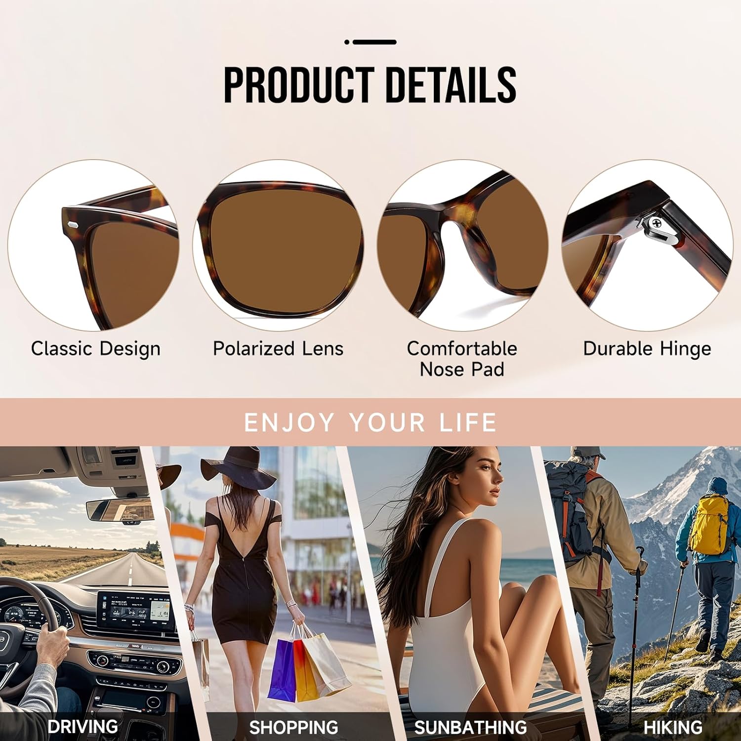 HAOLOTA Polarized Sunglasses for Women, Classic Round Sun Glasses for Driving Fishing lightweight UV400 Protection - Image 4
