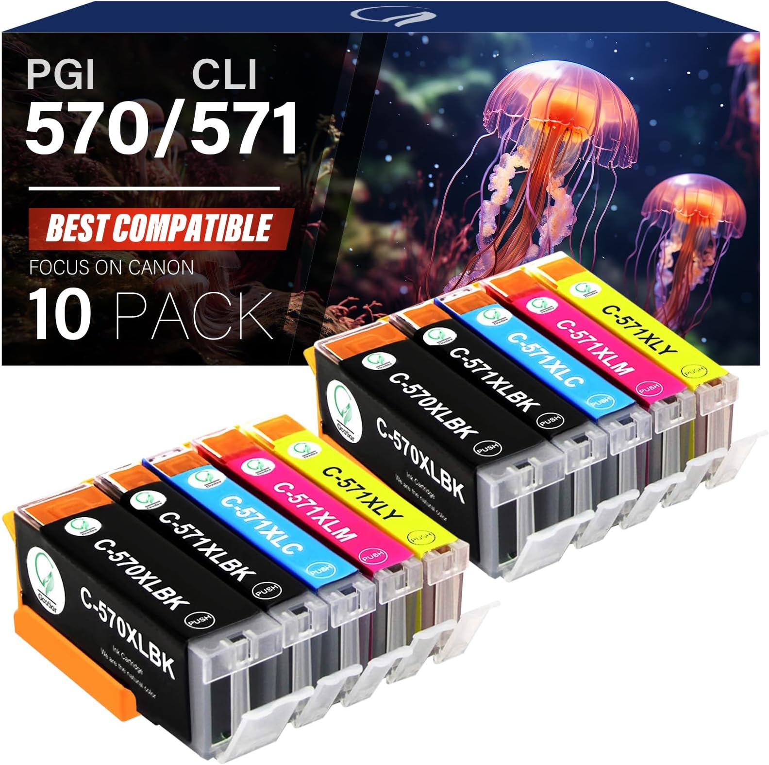 PGI-570XL CLI-571XL Compatible Ink Canon MG7750 MG7751 MG7752 MG7753 - 7 Pack - View #5