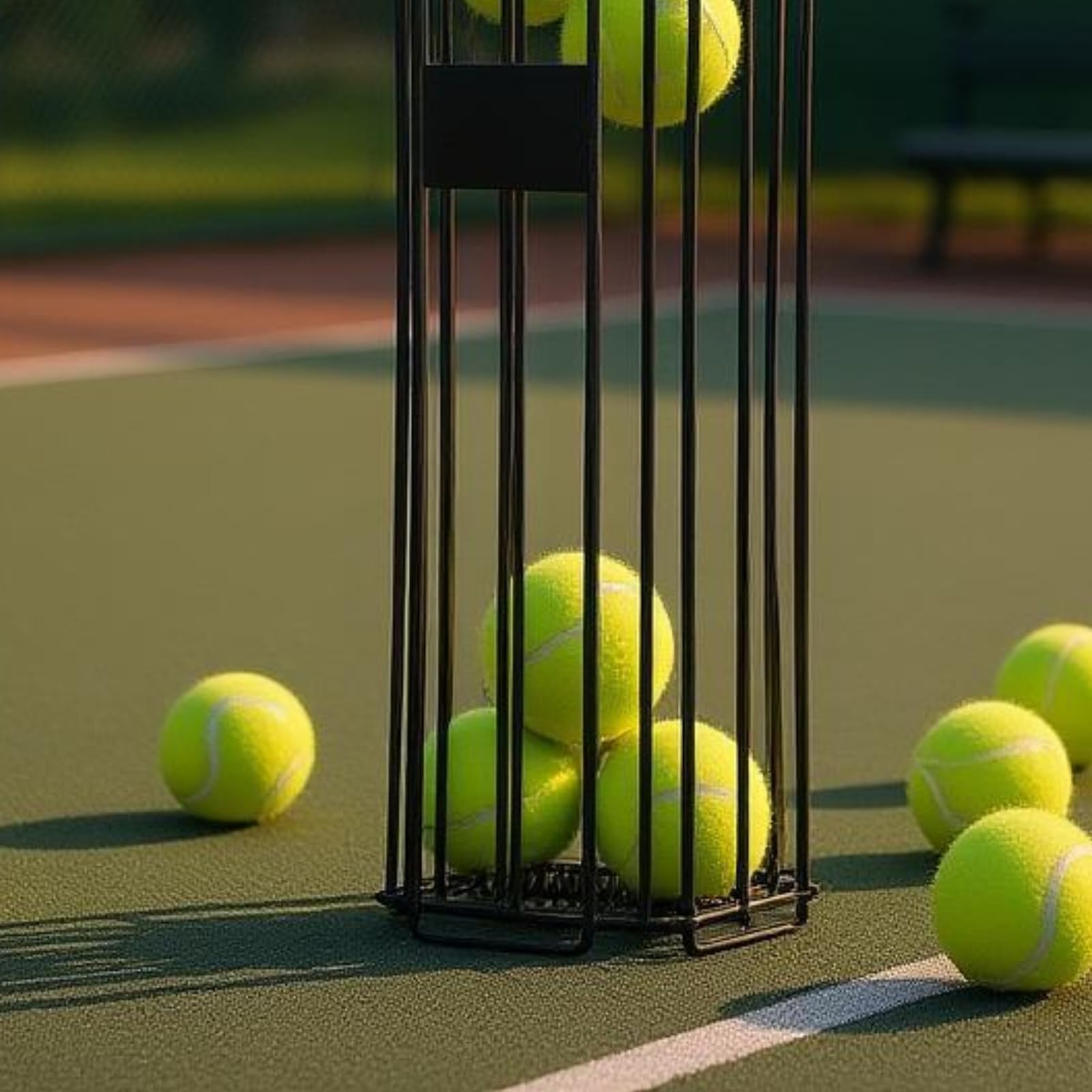 Amagogo Raccoglipalle da Tennis Cesto Raccoglitore Carrello Cesta Contenitore in Metallo con Manico Lungo Cestino a Griglia Capienza Multipla Uso Quotidiano Adatto per Allenamento in Scuole Casa