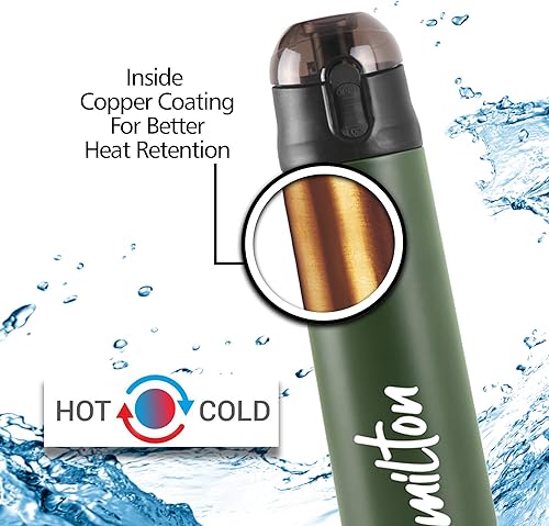 Miniatura 2 de Milton New Crown 400 Thermosteel Botella de agua fría y caliente las 24 horas, 11.8 fl oz, verde  Fácil de transportar  Botella de oficina