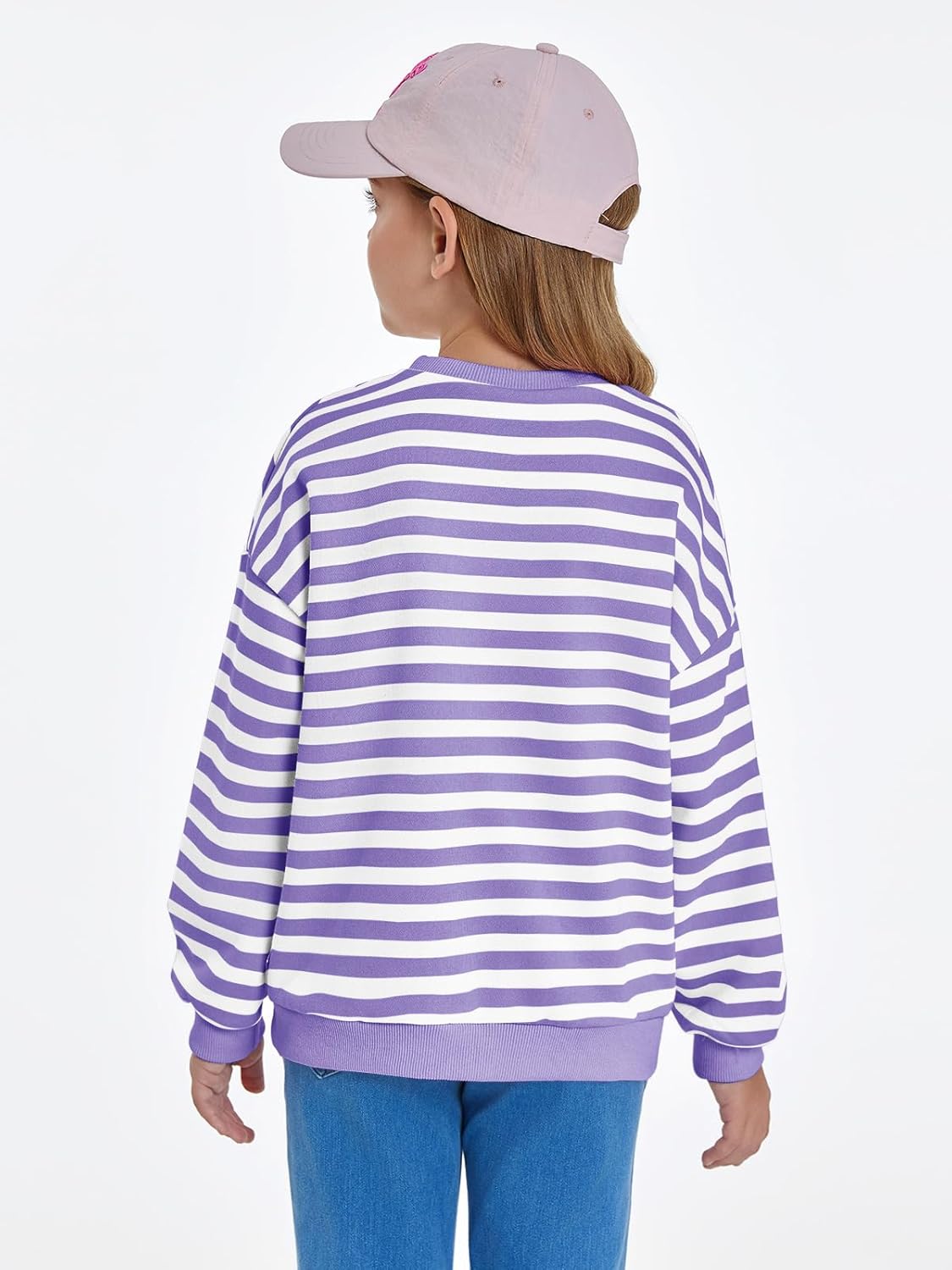 Haloumoning Girls Striped Crewneck Sweatshirt Kids Long Sleeve Oversized Fashion Pullover Tops Fall Clothes 5-14 Years - Image 7