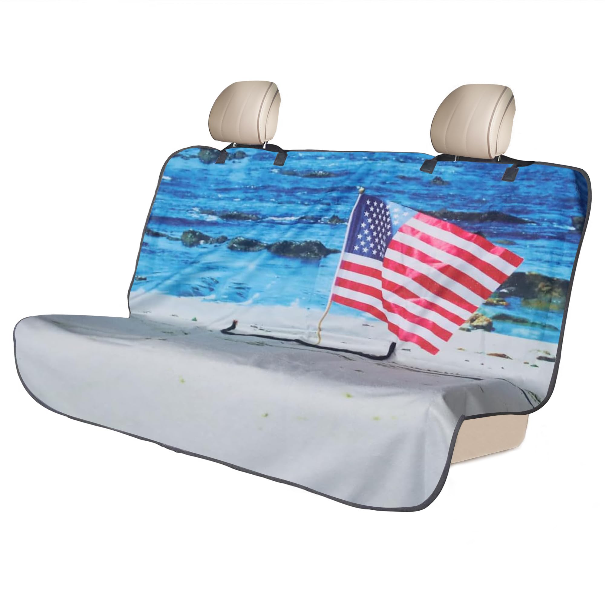 AOTOTON Waterproof Backseat Cover for Car Trucks Van SUV Jeep,Rear Bench Towel Seat Covers,(American Flag)